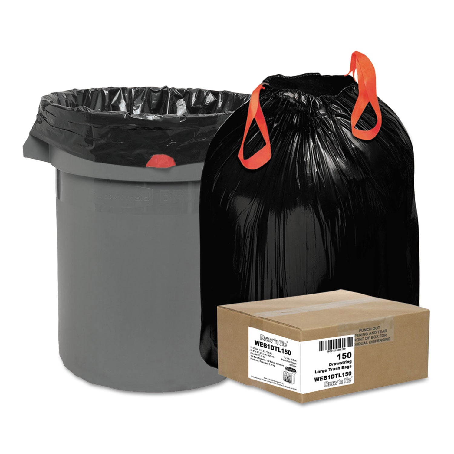 Heavy-Duty Drawstring Trash Bags | 33 Gal | Black