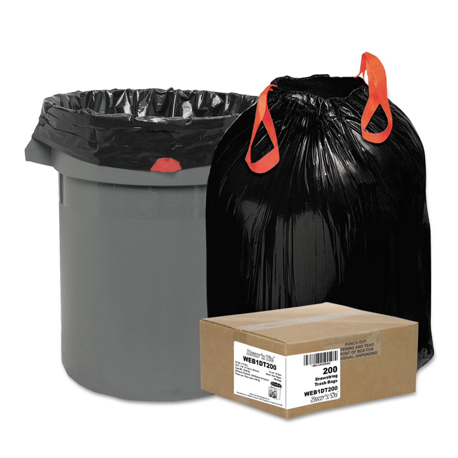 Heavy-Duty Drawstring Trash Bags | 30 Gal | Black