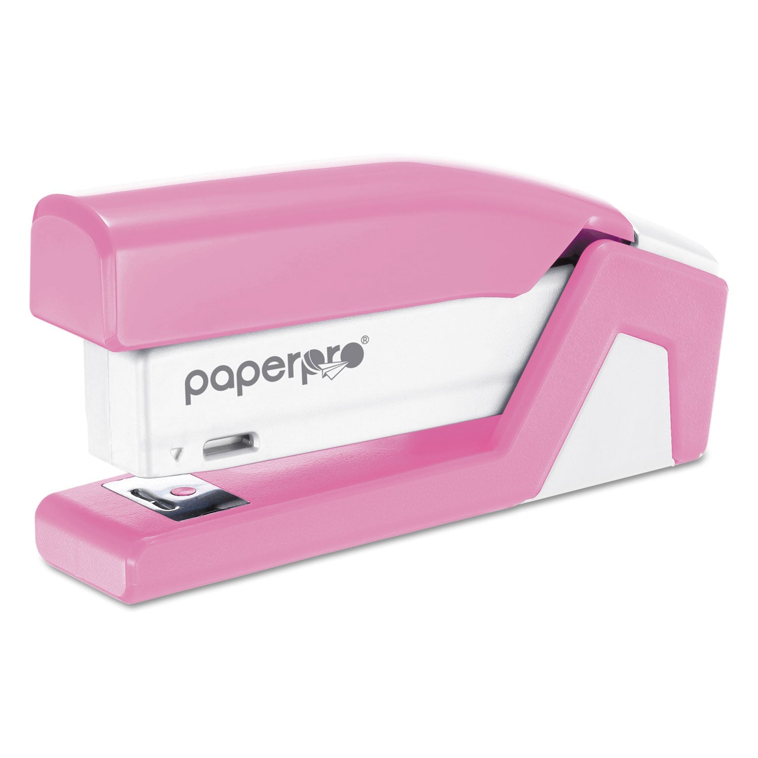 Bostitch® Incourage Spring-Powered Compact Stapler With Antimicrobial Protection, 20-Sheet Capacity, Pink/gray