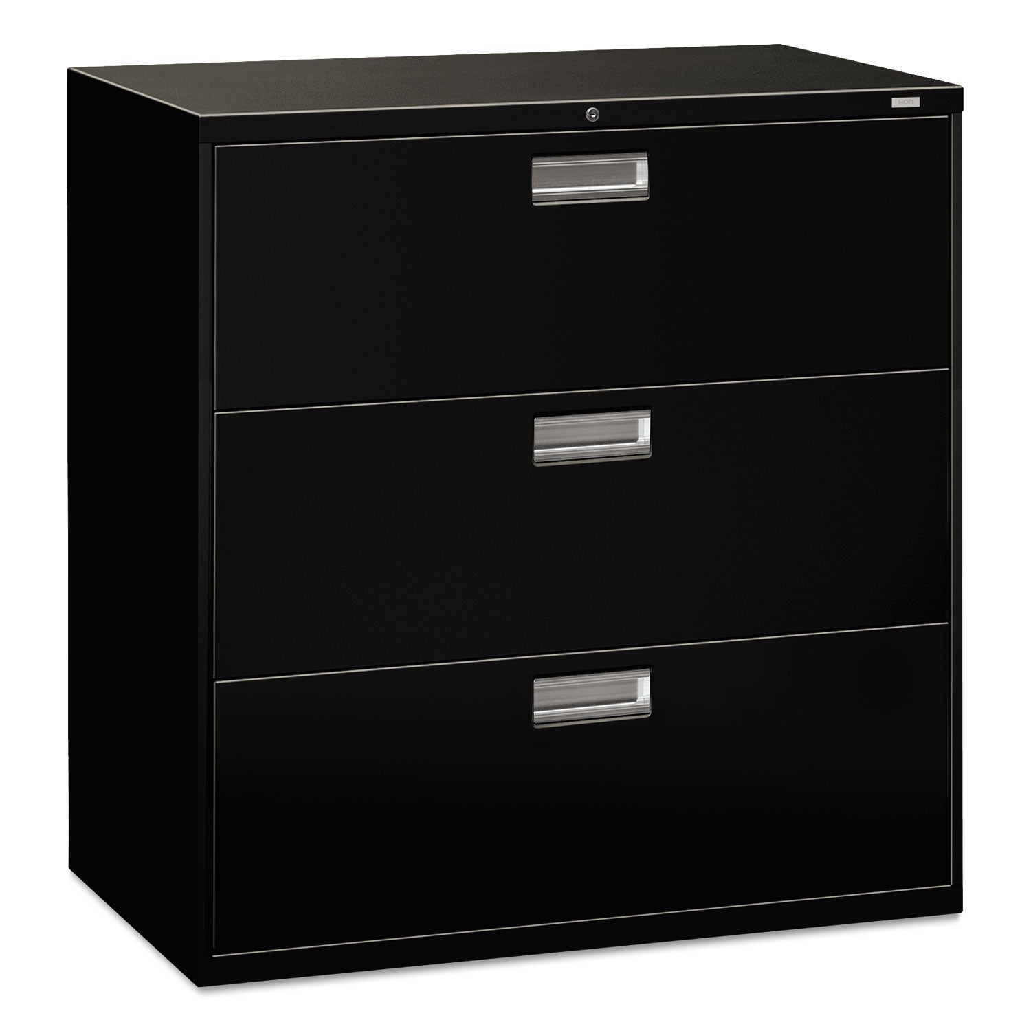 HON® Brigade 600 Series Lateral File, 3 Legal/letter-Size File Drawers, Black, 42" X 18" X 39.13"