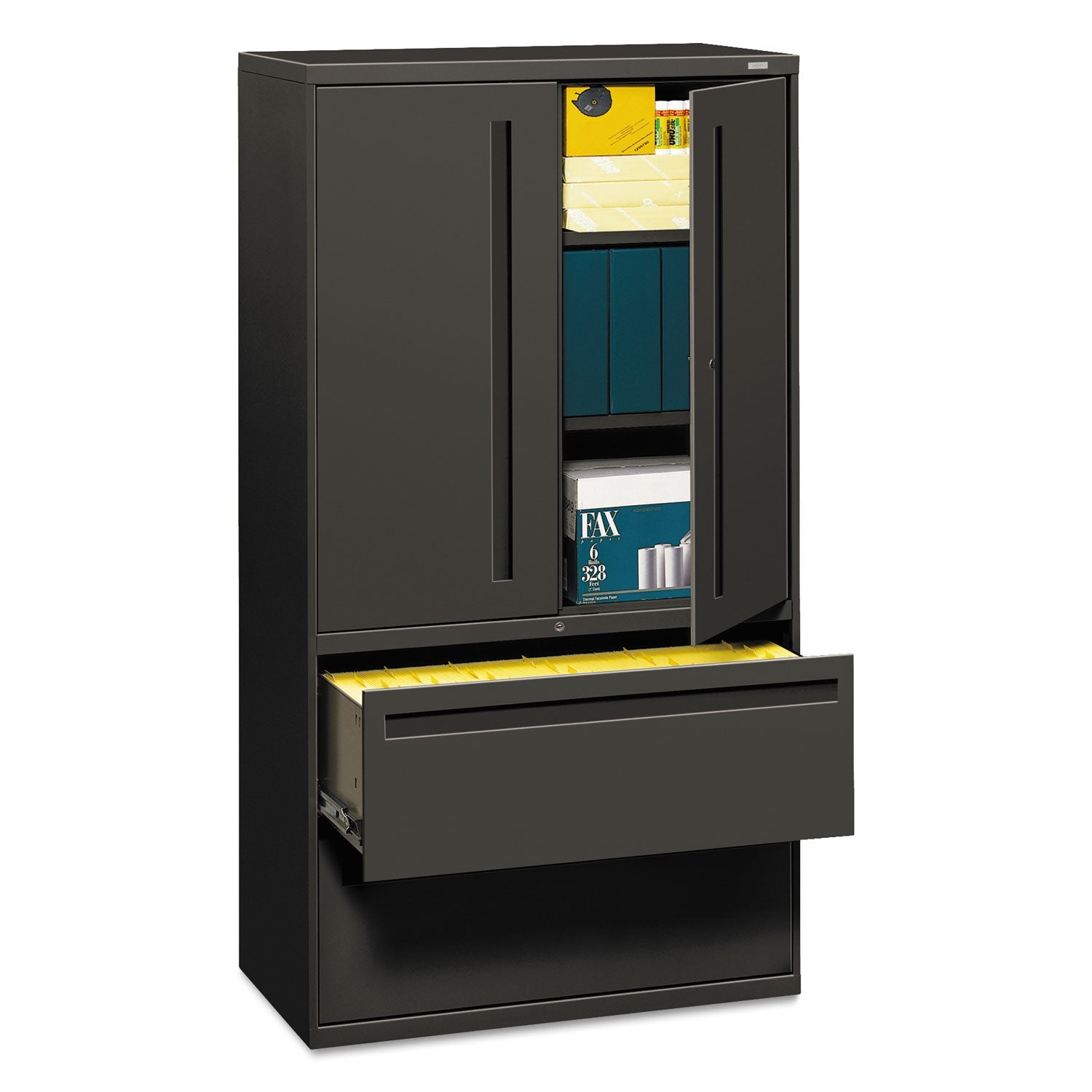Lateral File Cabinet with Storage | HON, Charcoal