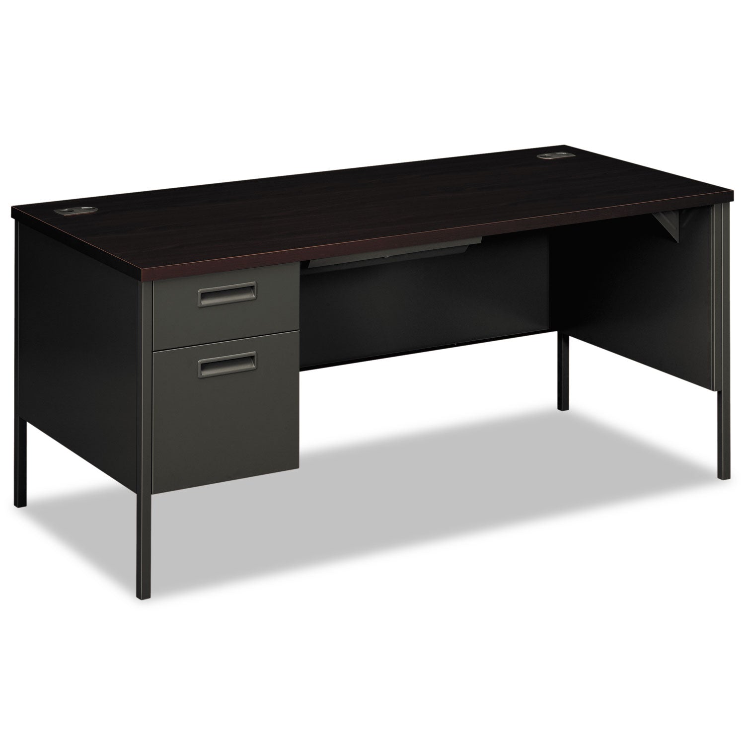 L-Workstation Desk | 66" Mahogany/Charcoal