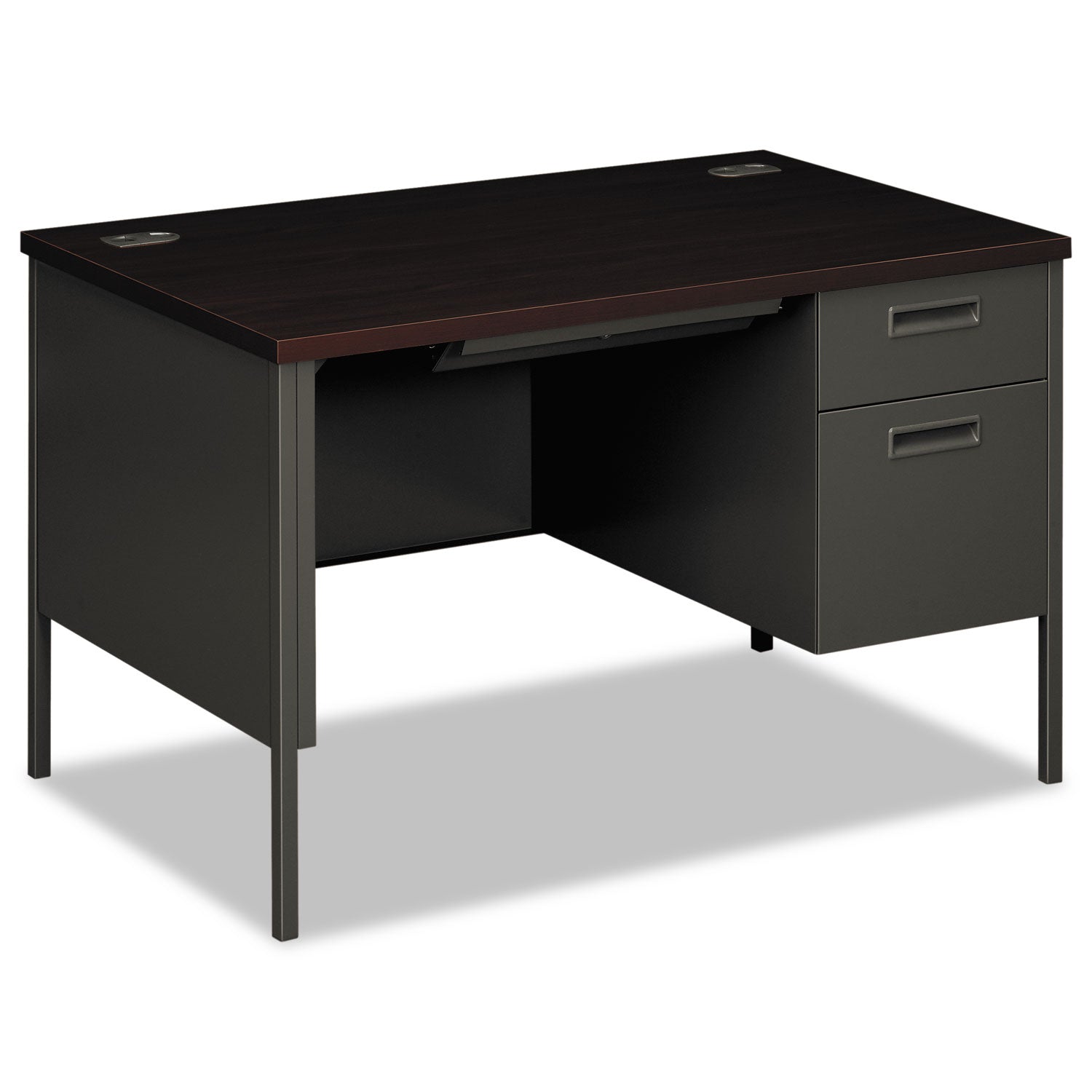 Right Pedestal Desk | 48" Mahogany/Charcoal