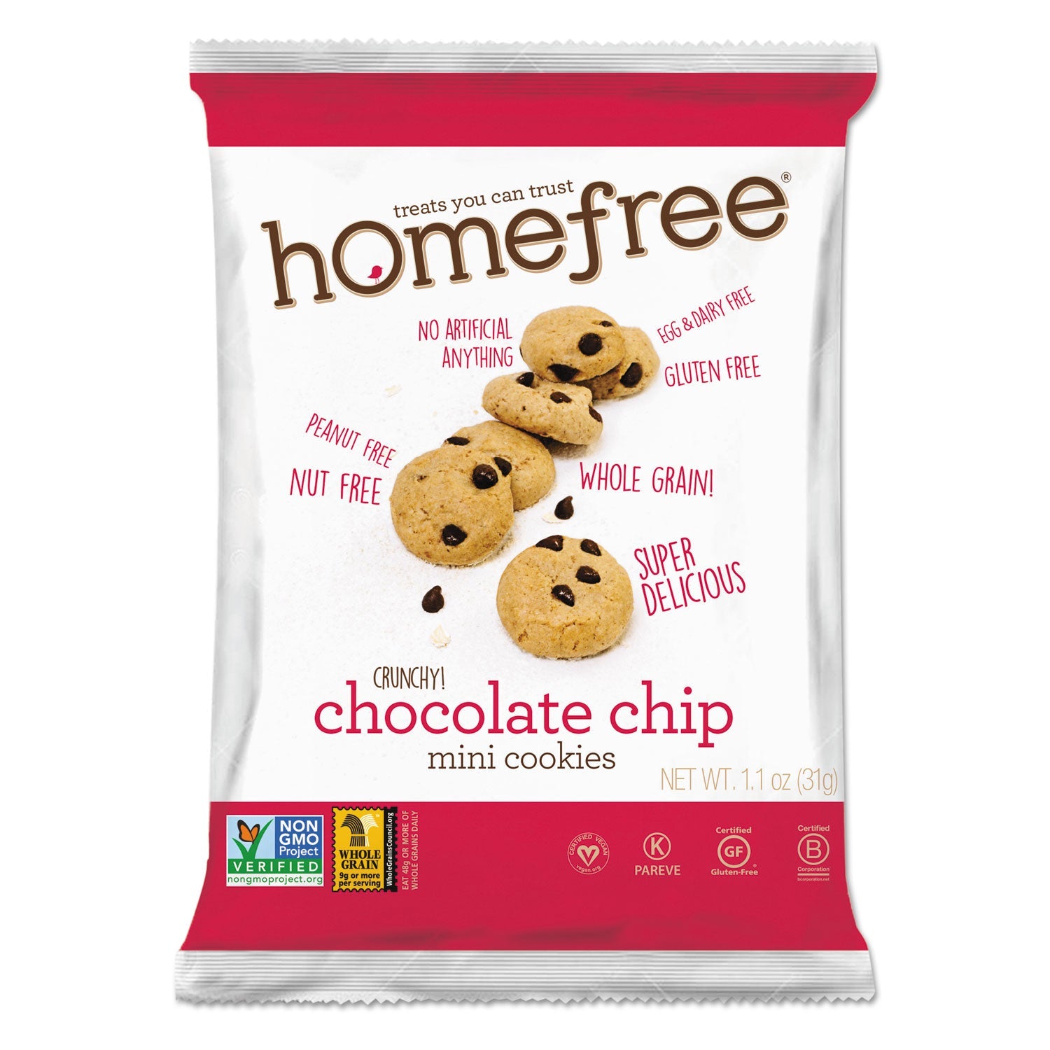 Homefree® Gluten Free Chocolate Chip Mini Cookies, 1.1 Oz Pack, 30/carton - Bloom Skins