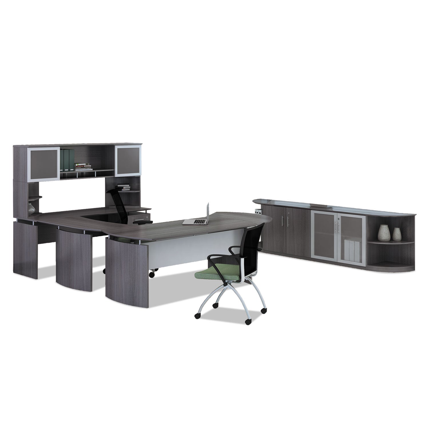 Safco® Medina Series Laminate Curved Desk Top, 72" X 36", Gray Steel