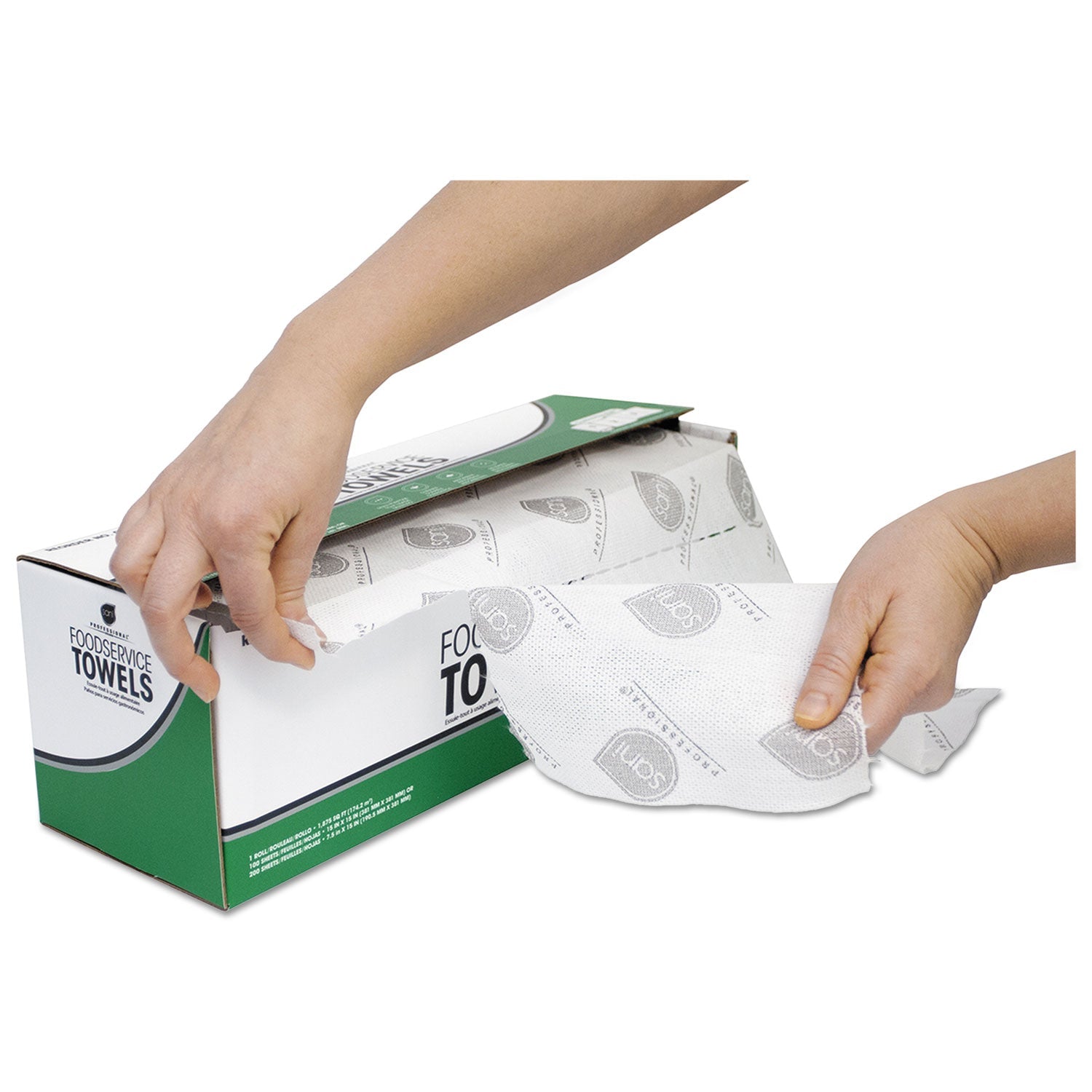 Sani Professional® Dry Foodservice Kitchen Roll Towels, 1-Ply, 15 x 7.5 White, 200/Roll, 4 Roll/Carton