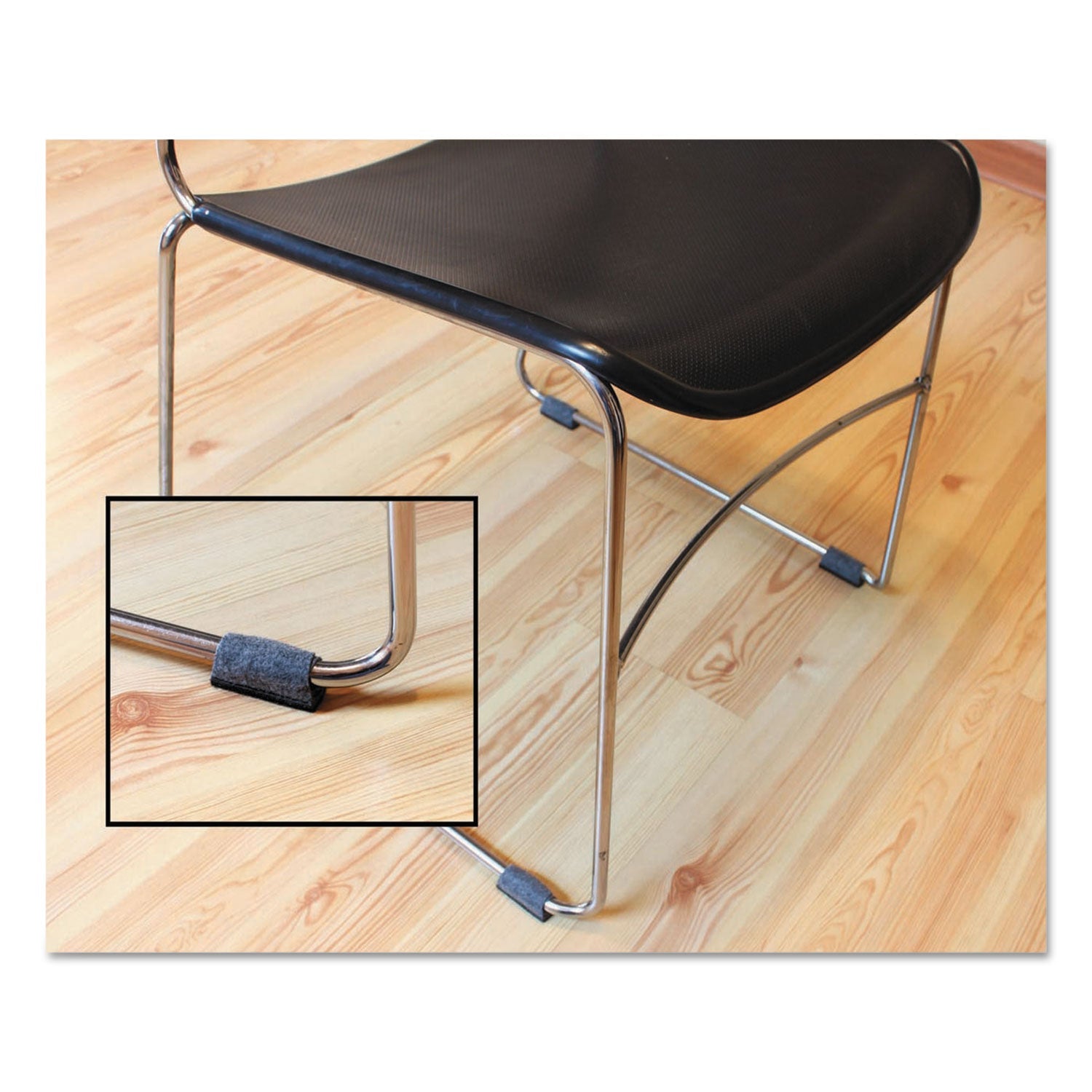 Master Caster® Wrap Around Felt Floor Savers, Rectangular, 7.25 x 1 x 8, Gray/Black, 16/Pack