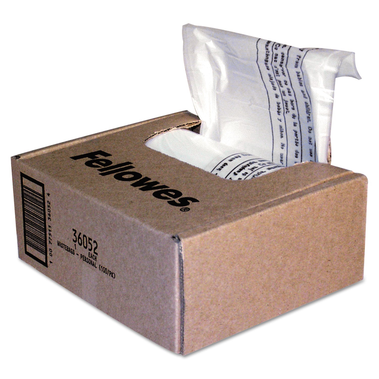 Fellowes® Shredder Waste Bags, 6-7 Gal Capacity, 100/carton