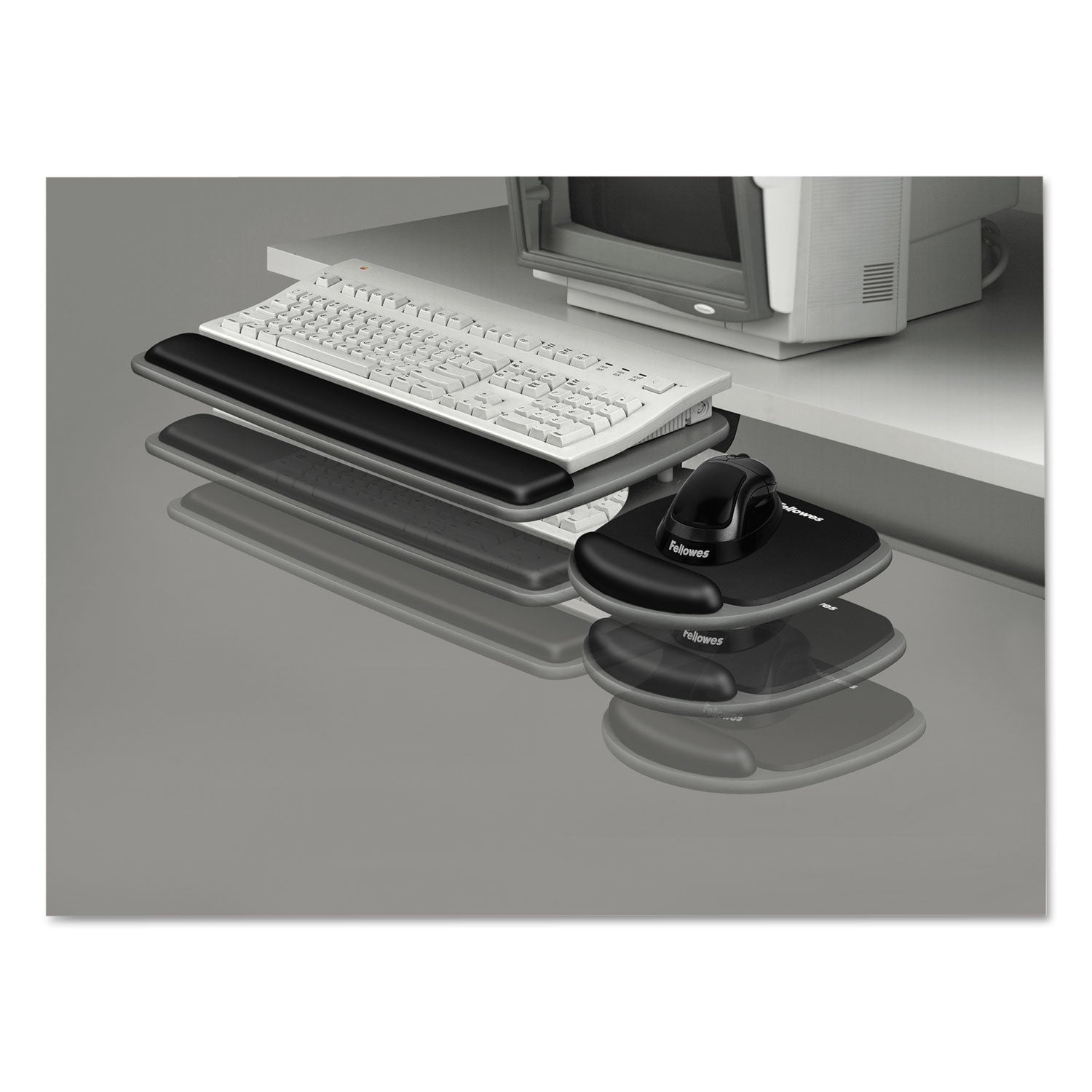 Fellowes® Adjustable Standard Keyboard Platform, 20.25w X 11.13d, Graphite/black