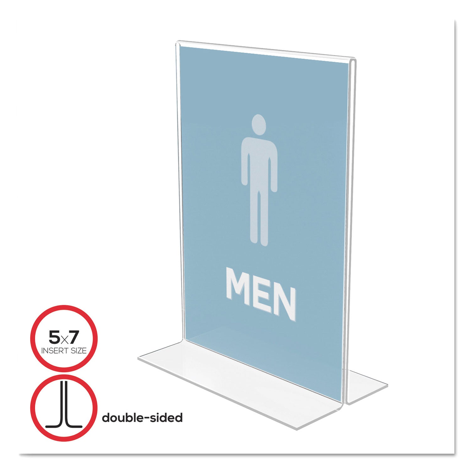 deflecto® Classic Image Double-Sided Sign Holder, 5 X 7 Insert, Clear