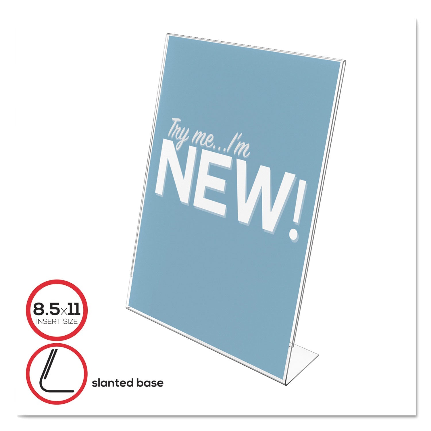 deflecto® Classic Image Slanted Sign Holder, Portrait, 8.5 x 11 Insert, Clear