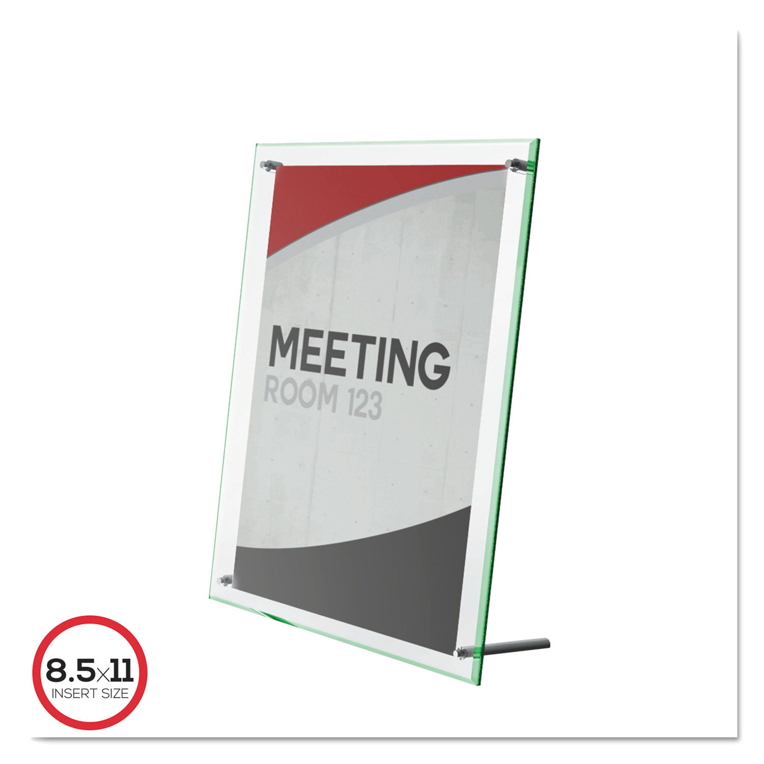 deflecto® Superior Image Beveled Edge Sign Holder, Letter Insert, Clear/green-Tinted Edges