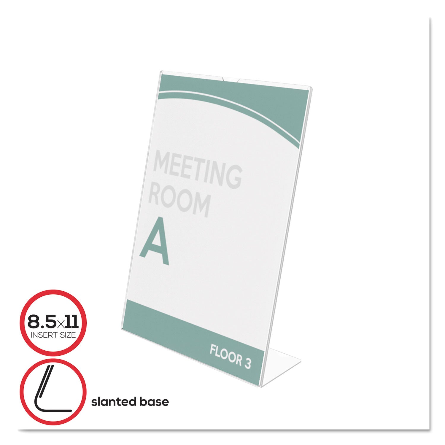 deflecto® Superior Image Slanted Sign Holder, Portrait, 8.5 x 11 Insert, Clear