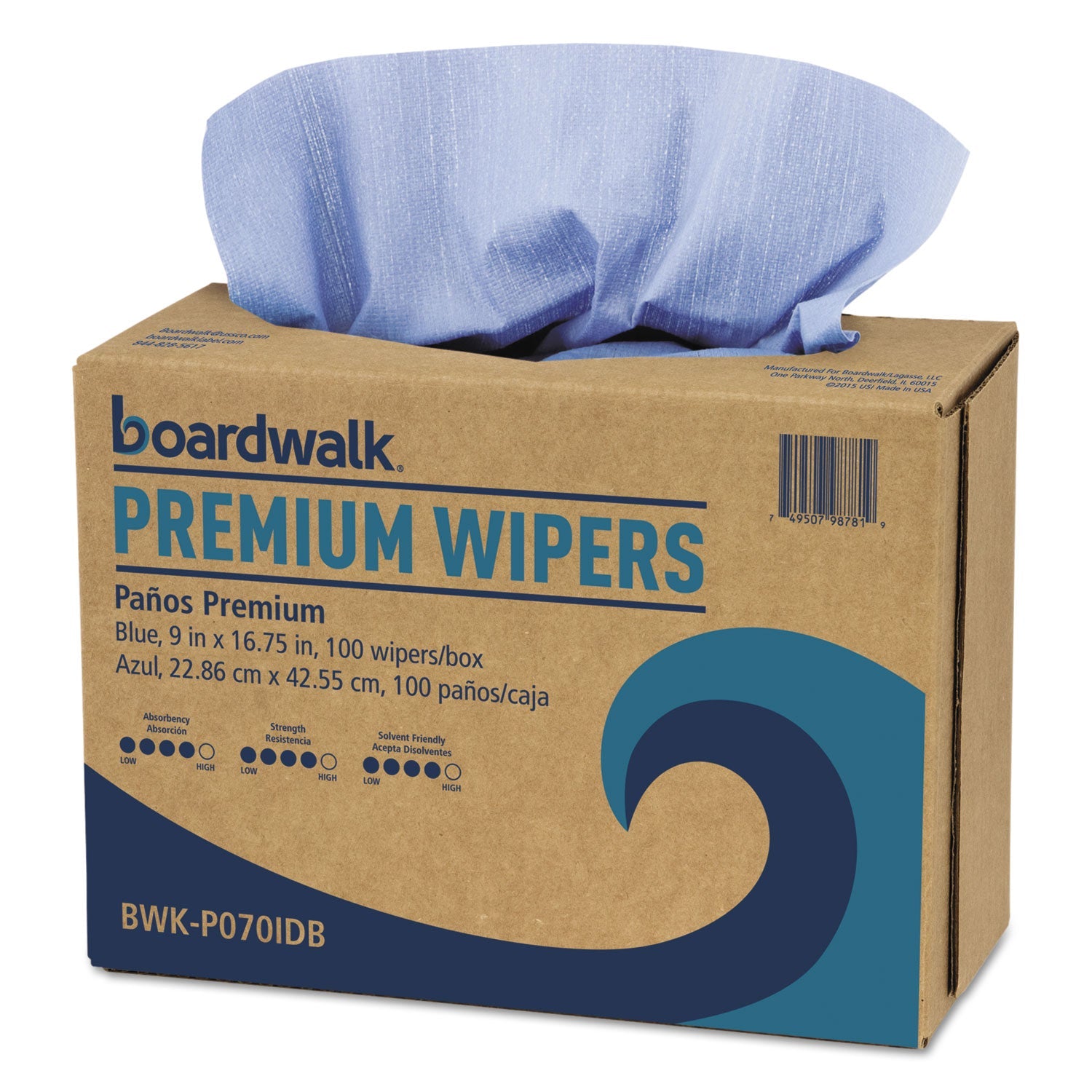 Boardwalk Hydrospun Wipers | Blue, 10 Boxes/Ctn