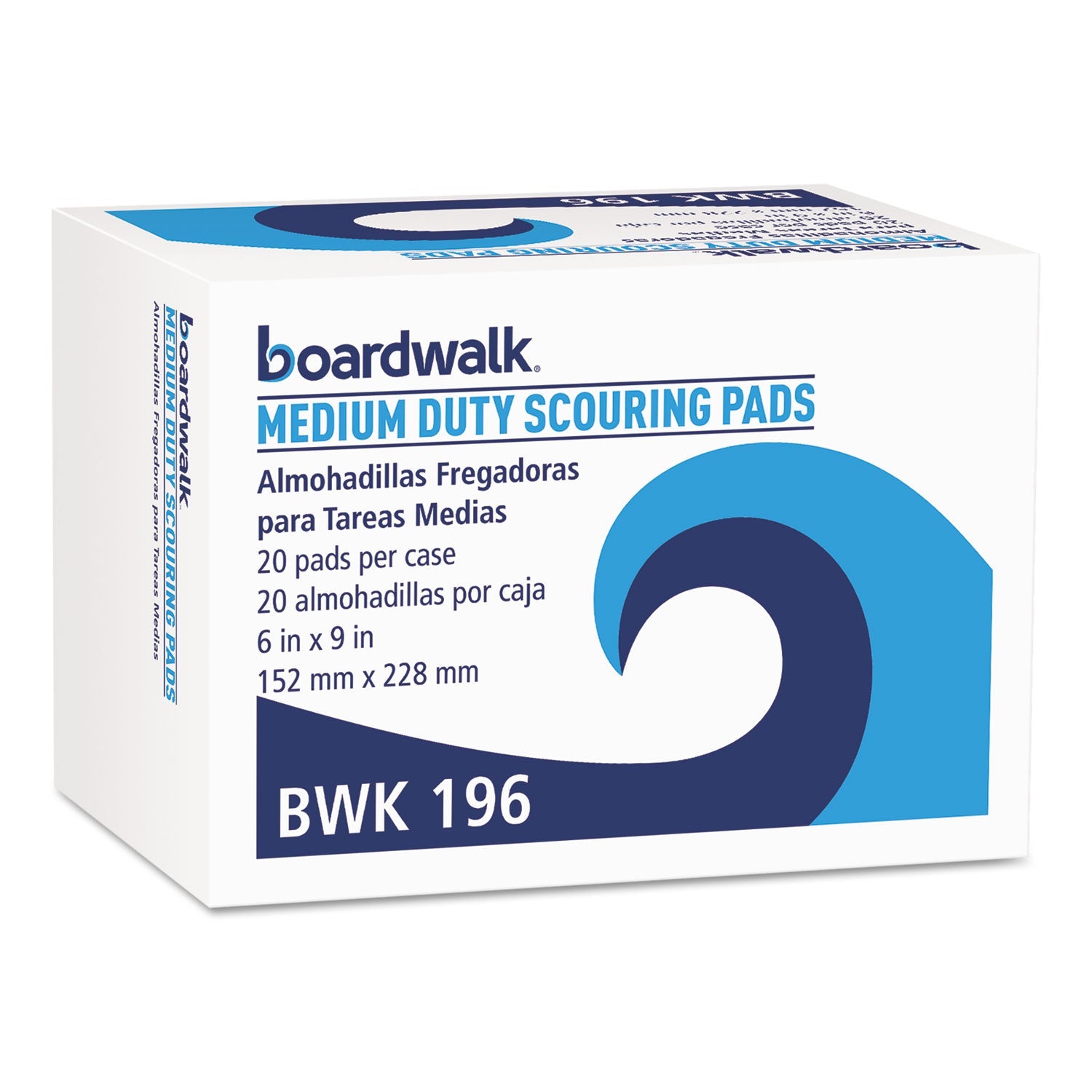 Boardwalk® Medium-Duty Scouring Pad, 6 x 9, Green, 20/Carton