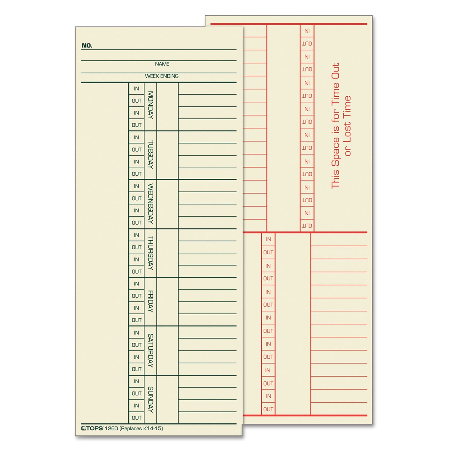 Time Clock Cards | TOPS™ Replacement K14-15
