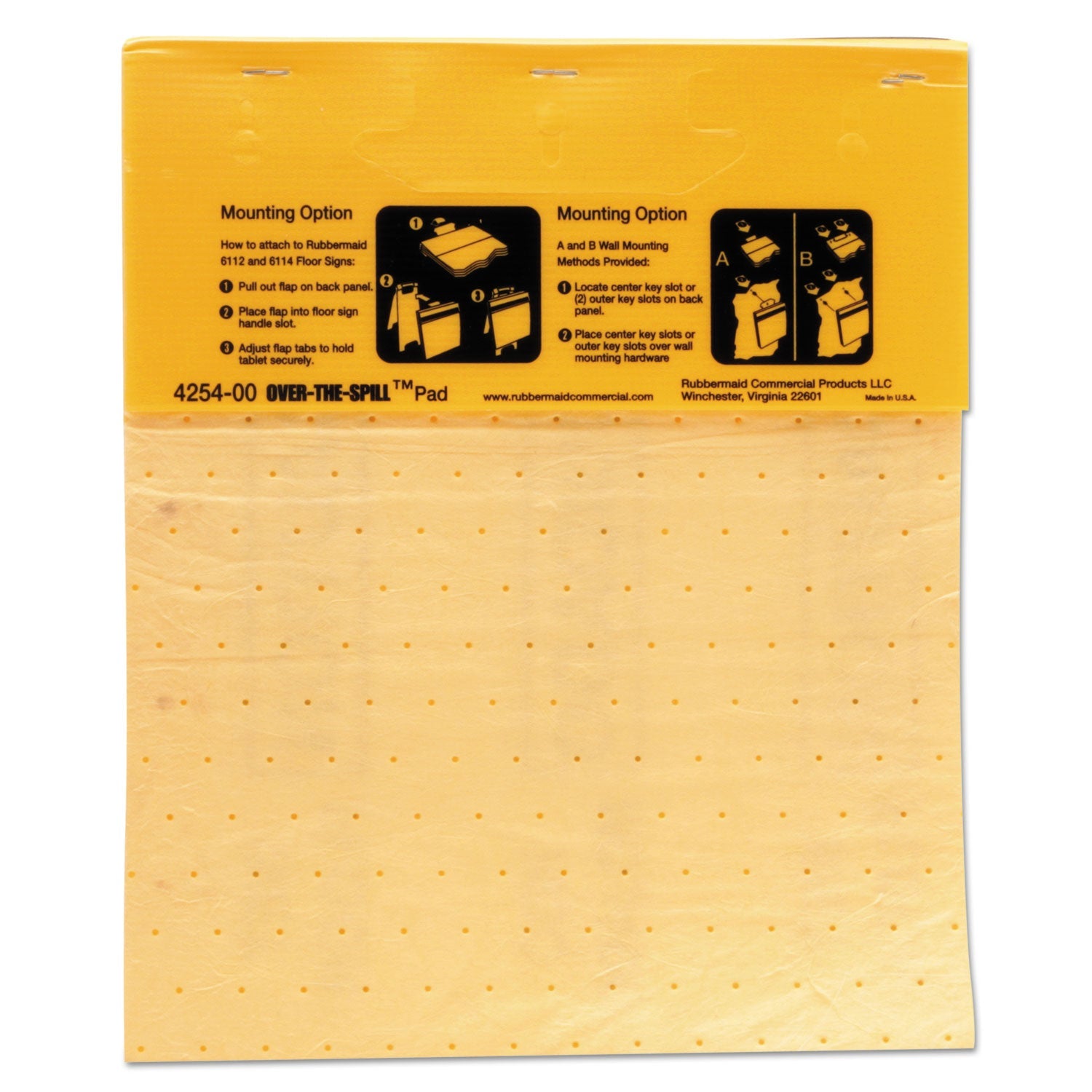 Rubbermaid® Commercial Over-The-Spill Pad Tablet, 12 oz, 16.5 x 14, 22/Pack