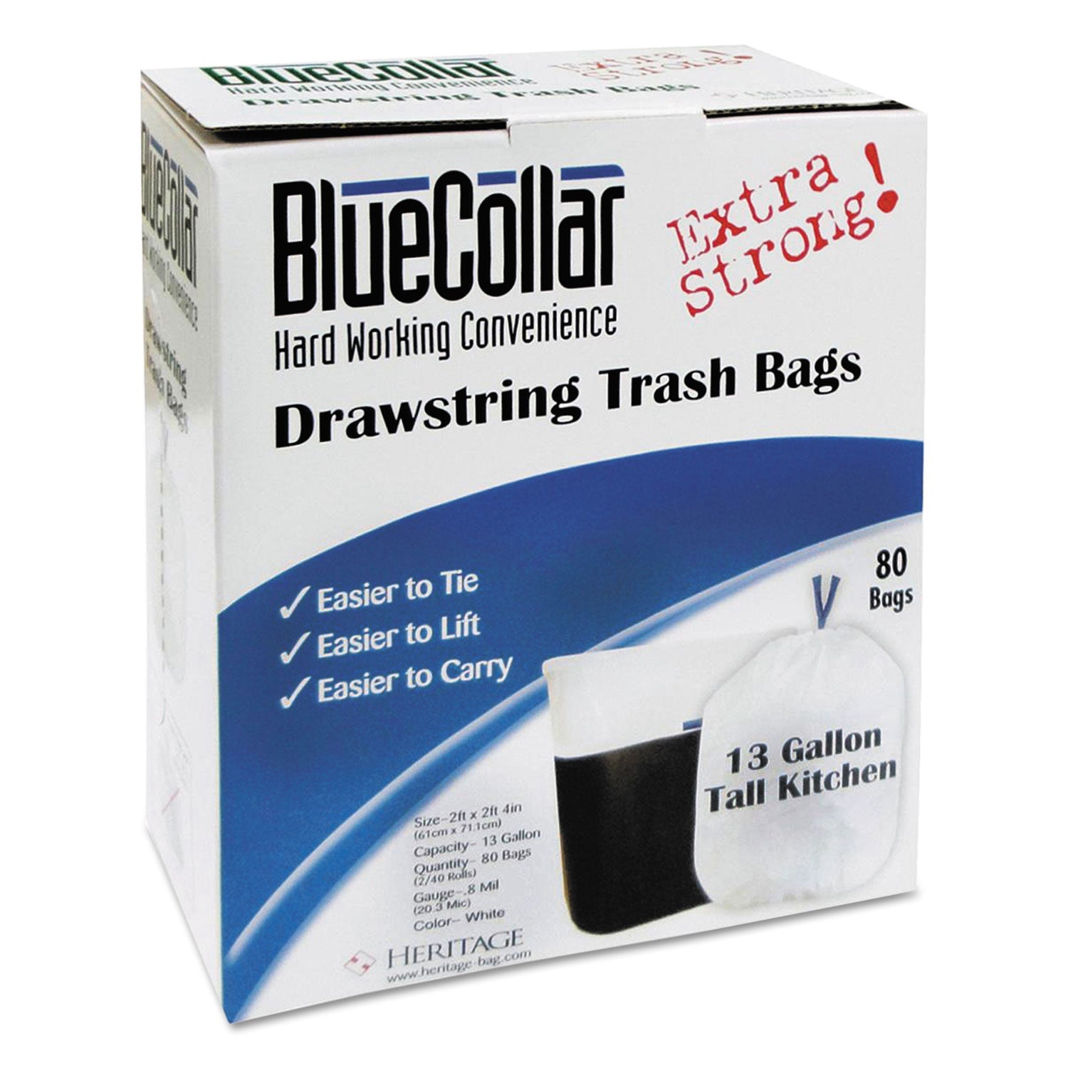Drawstring Trash Bags | 13 Gal, White