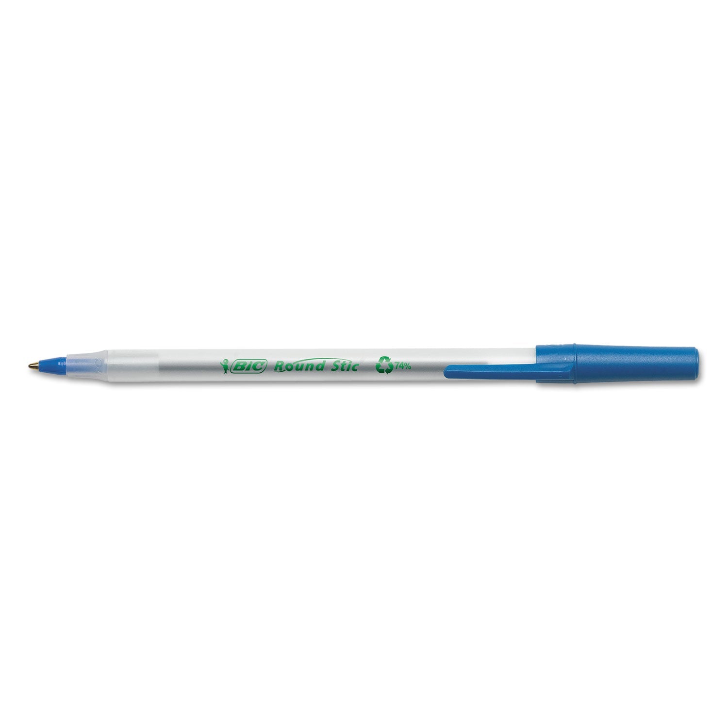 BIC® Ecolutions Round Stic Ballpoint Pen Value Pack, Stick, Medium 1 Mm, Blue Ink, Clear Barrel, 50/pack