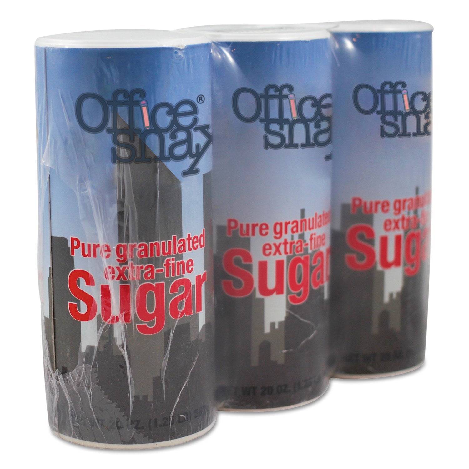 Office Snax® Sugar Canister, 20 oz Reclosable Canister, 3/Pack