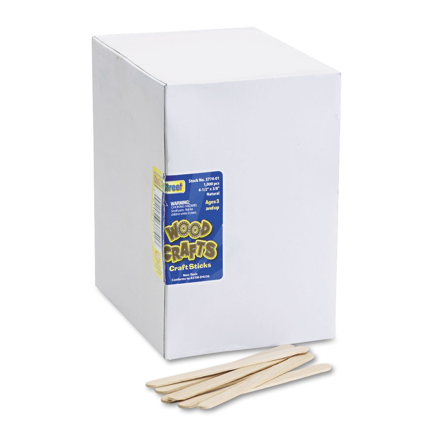 Natural Wood Craft Sticks | 4.5", 1000/Box
