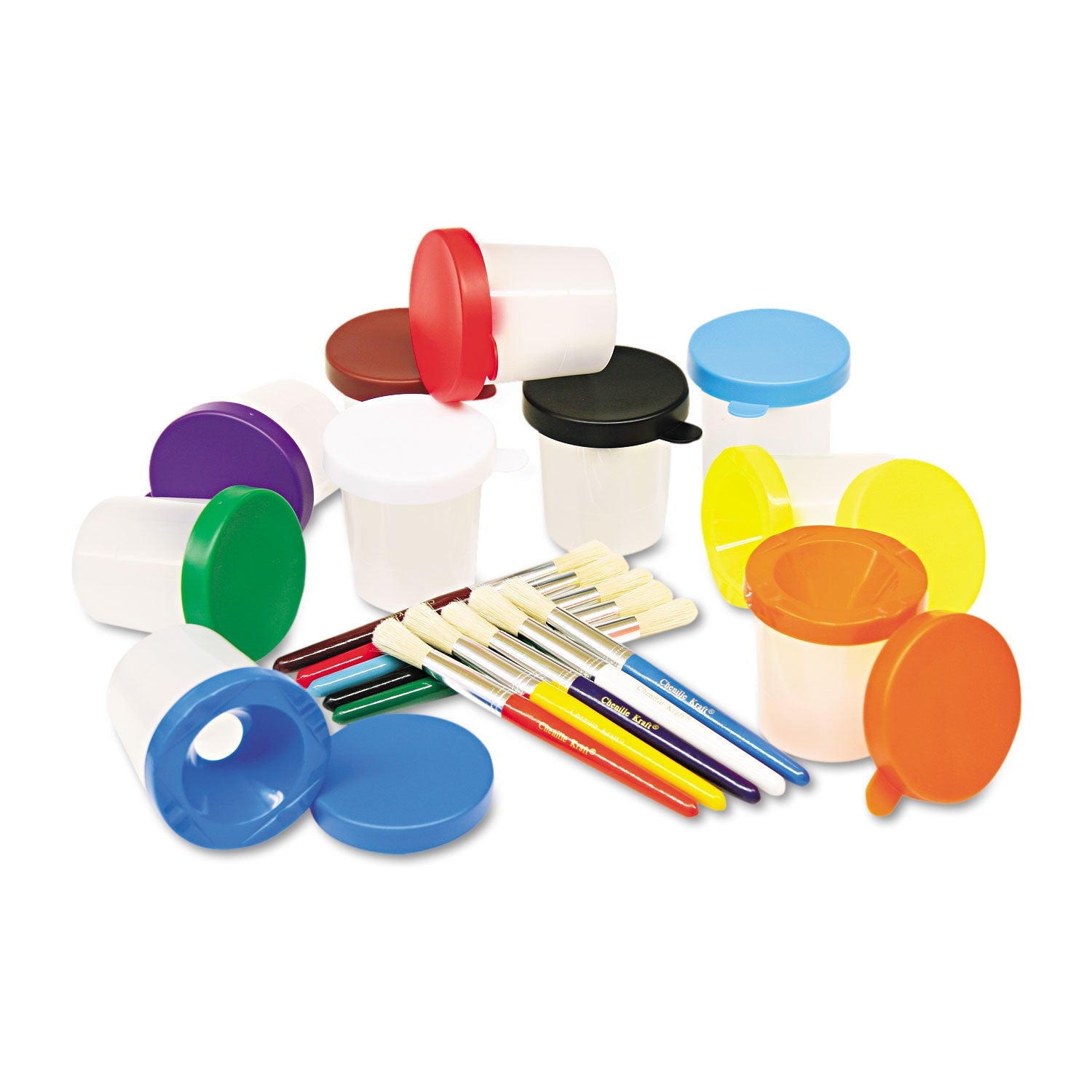 No-Spill Paint Cups and Brushes | 10/Set