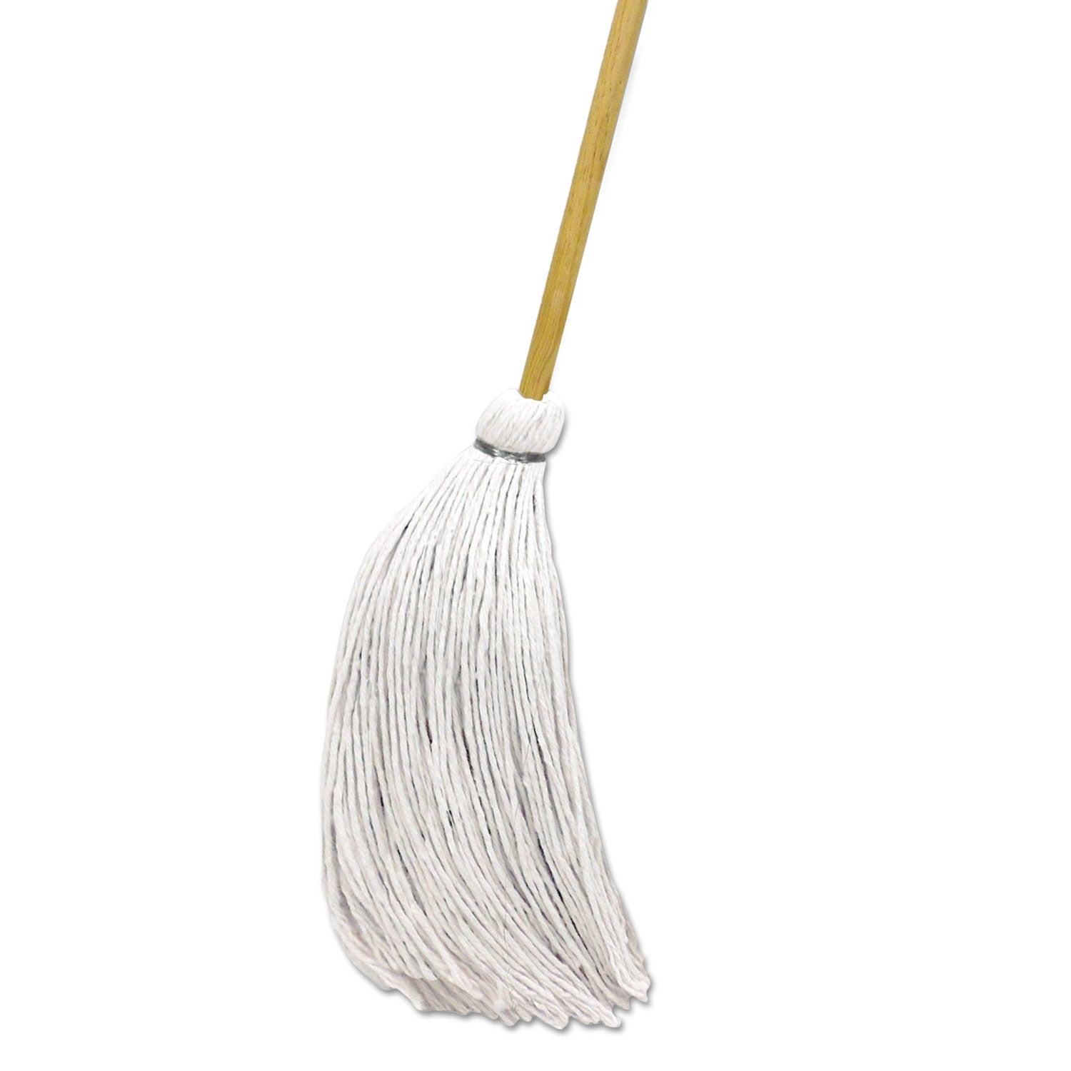 Boardwalk® Handle/Deck Mops, #16 White Rayon Head, 57" Natural Wood Handle, 12/Carton