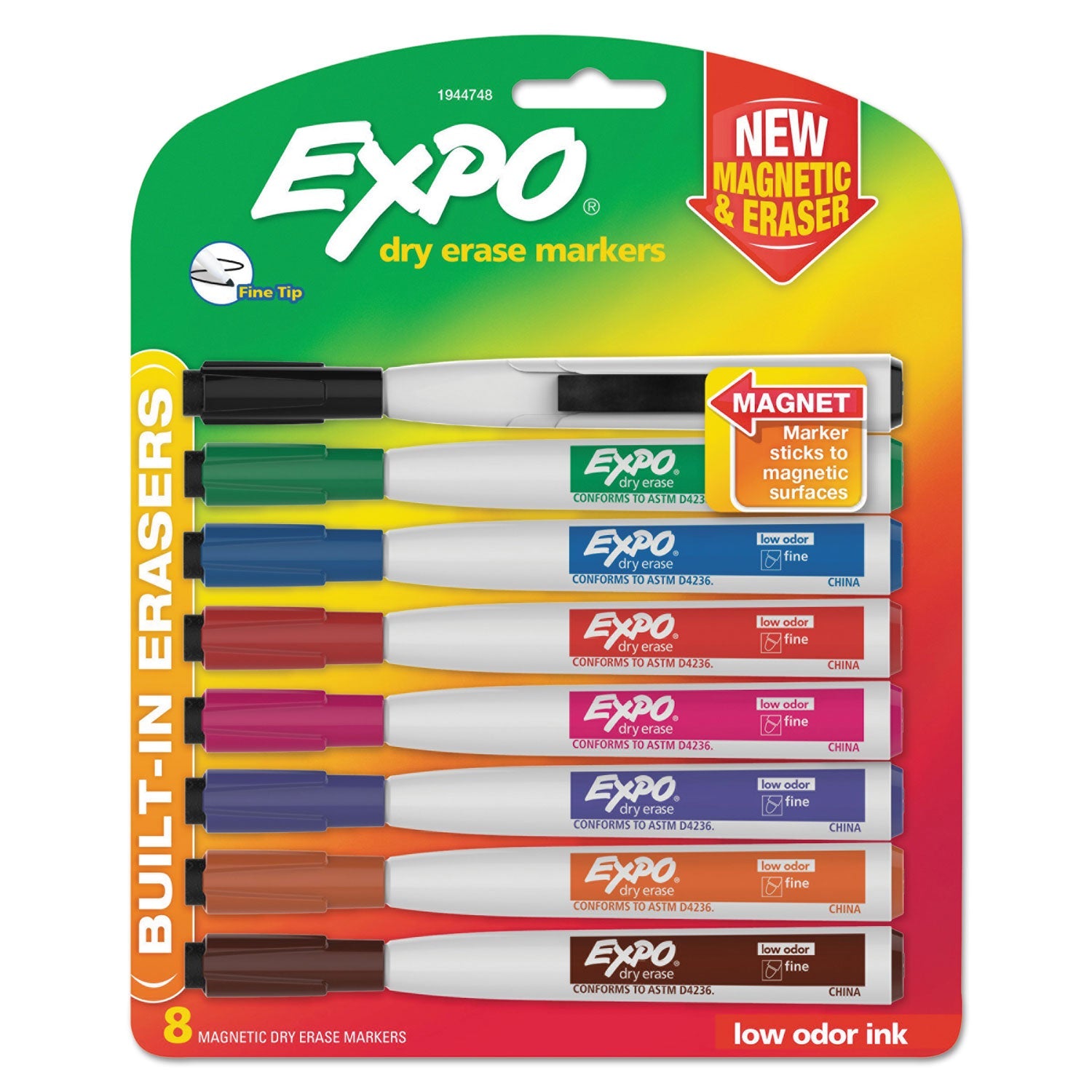 Magnetic Dry Erase Marker | Fine, Assorted, 8/Pack