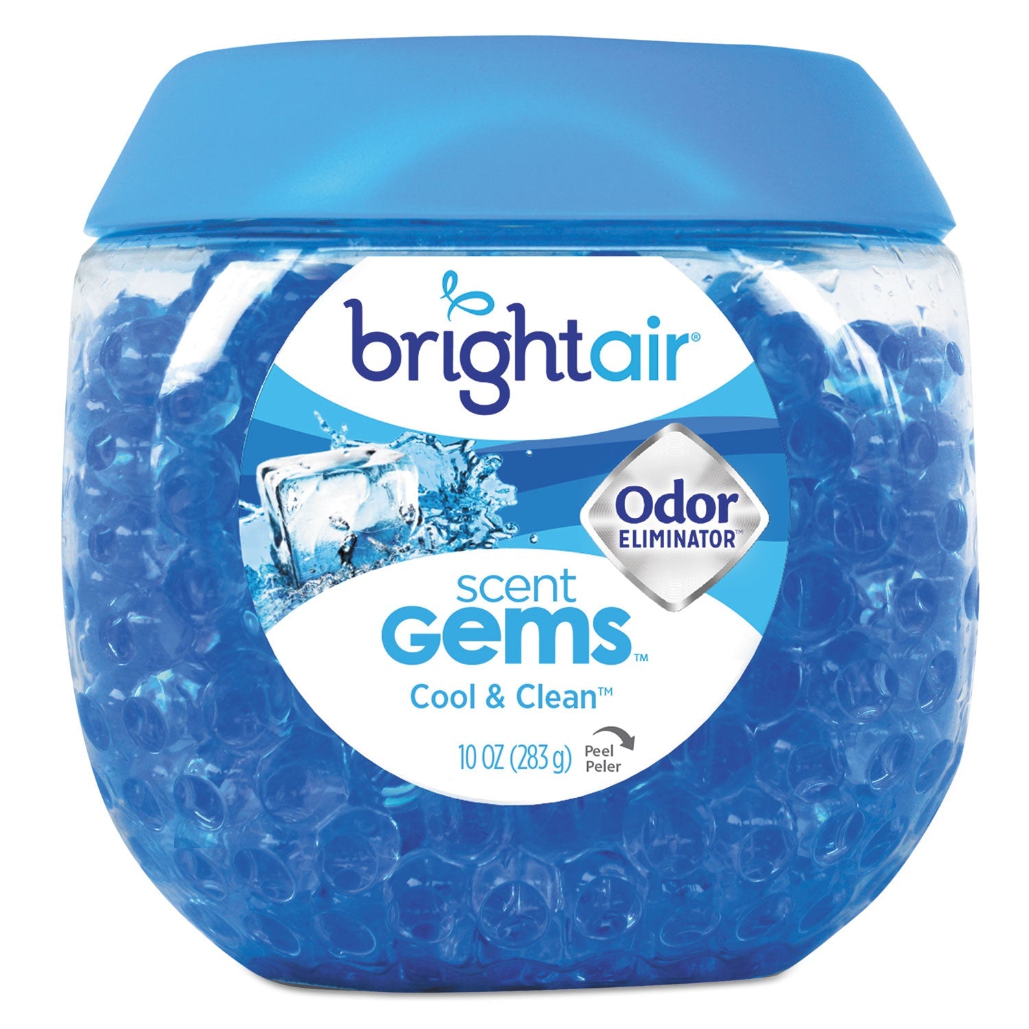BRIGHT Air® Scent Gems Odor Eliminator, Cool And Clean, Blue, 10 Oz Jar, 6/carton