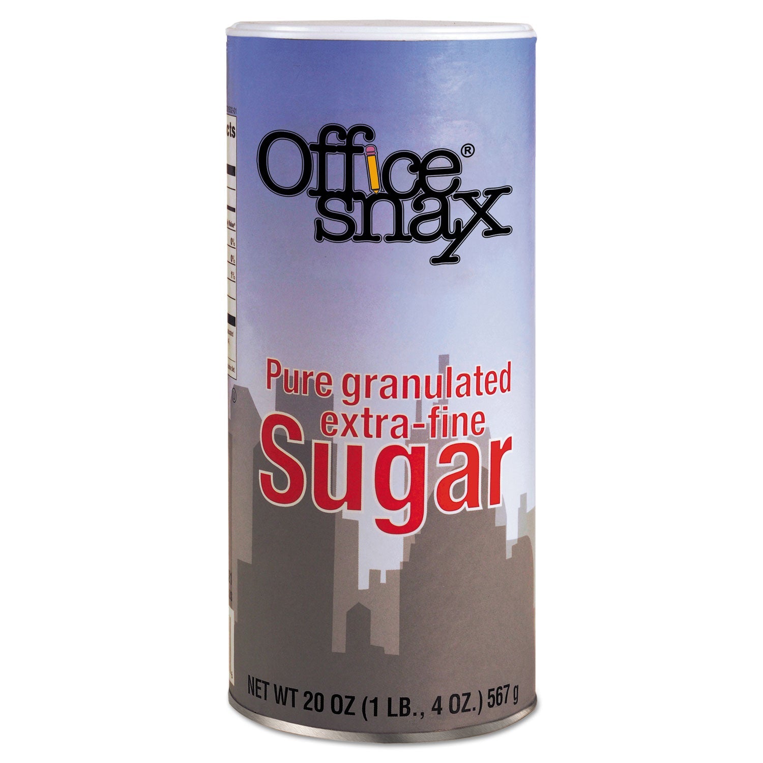 Office Snax® Sugar Canister, 20 oz Reclosable Canister, 24/Carton