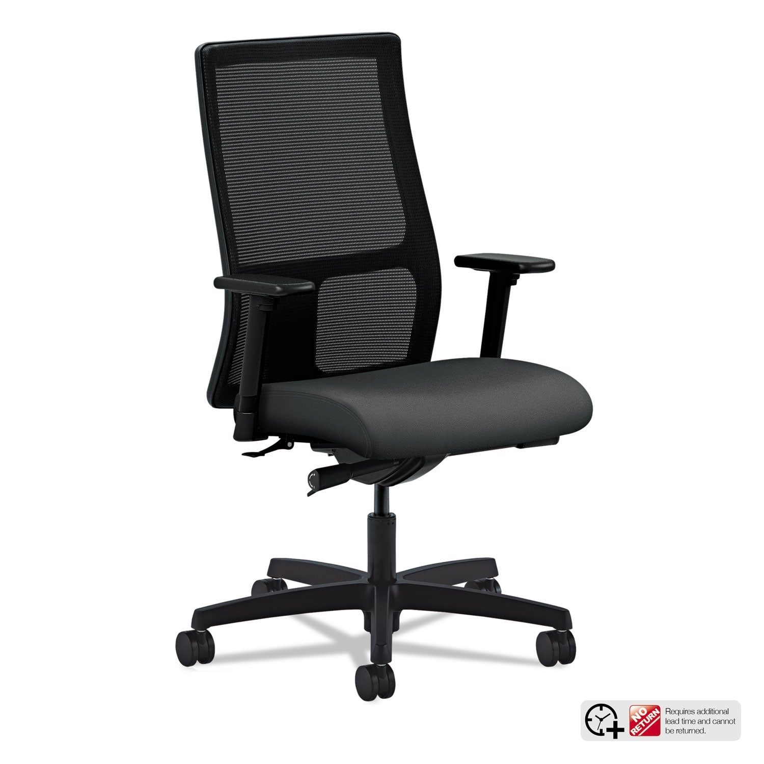 HON® Ignition Series Mesh Mid-Back Work Chair, Supports Up To 300 Lb, 17.5" To 22" Seat Height, Iron Ore Seat, Black Back/base