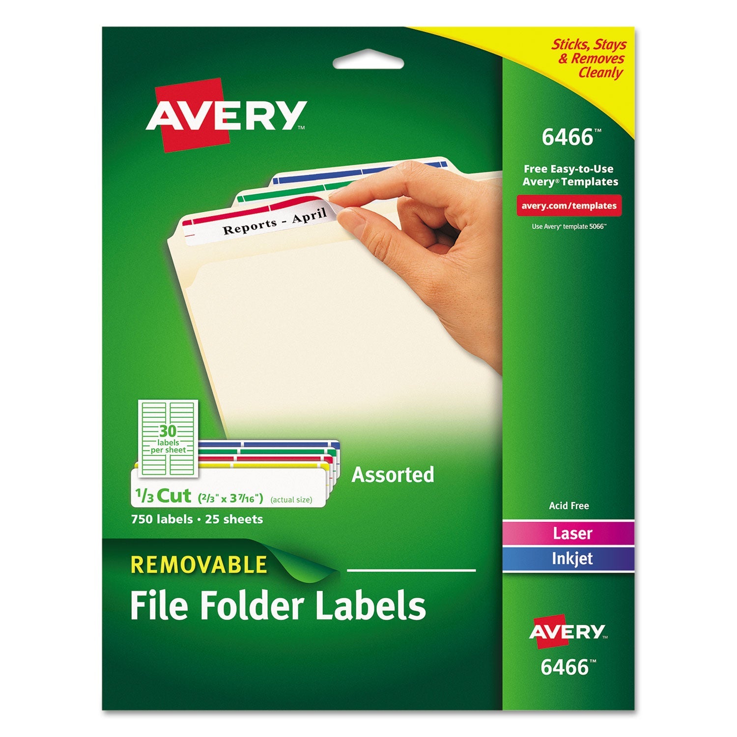 Removable File Folder Labels | White, 750/Pack