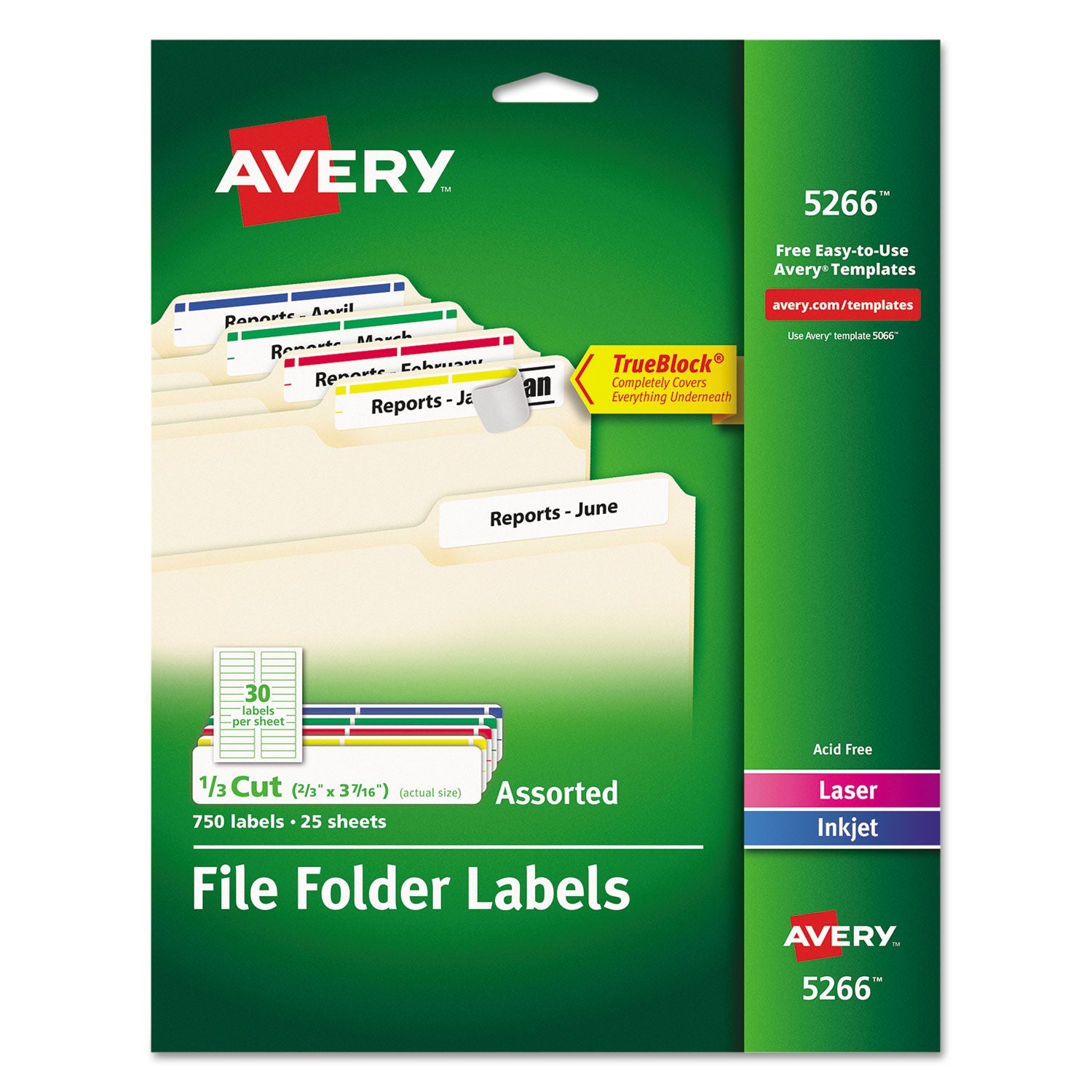 TrueBlock File Folder Labels | White | 750/pack