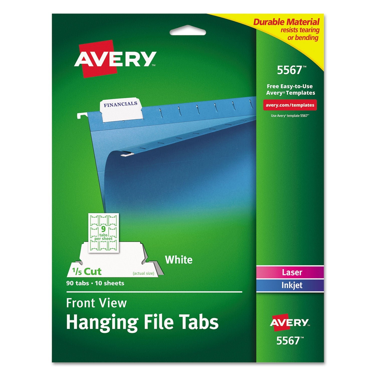 Printable Hanging File Tabs | White | 90/Pack