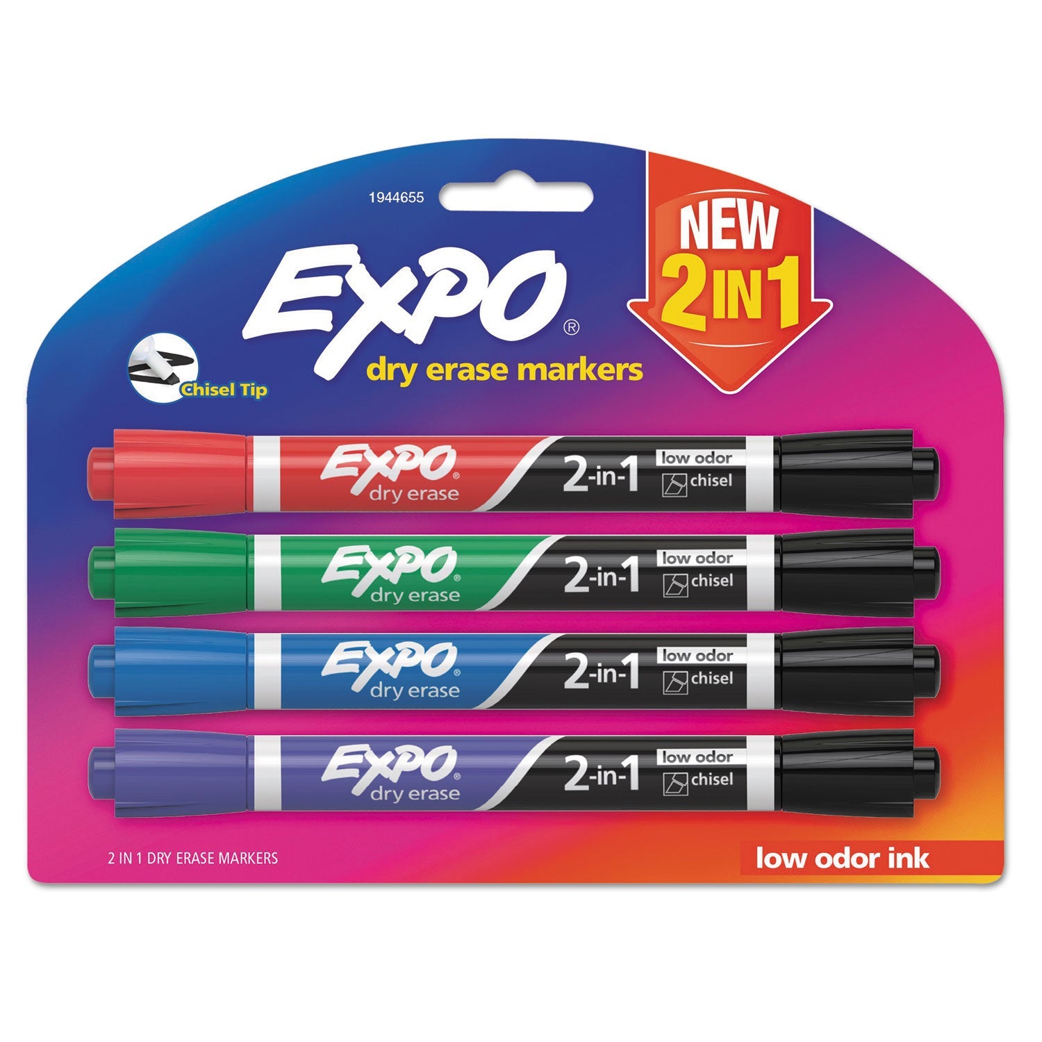 EXPO 2-In-1 Dry Erase Markers | 4-Pack Assorted