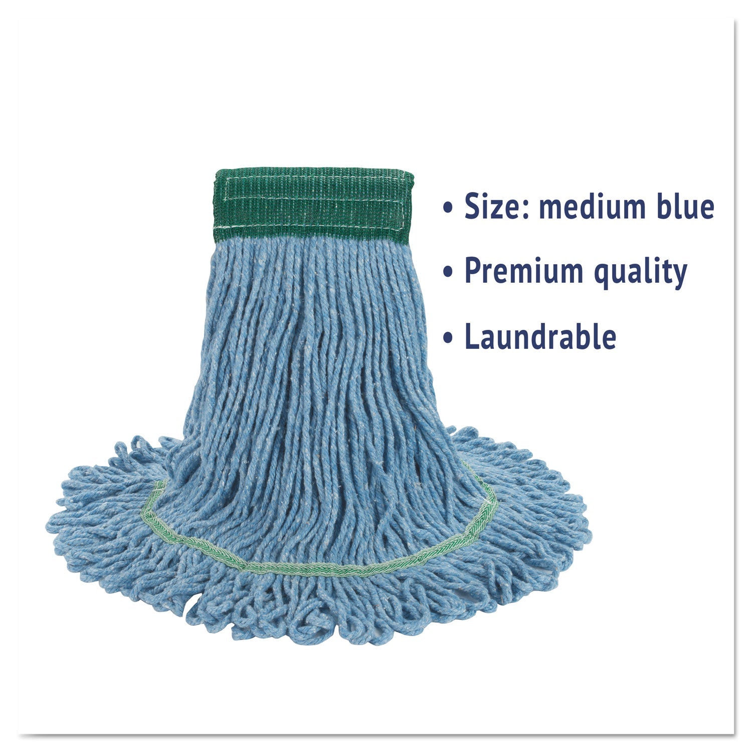 Boardwalk® Super Loop Wet Mop Head, Cotton/synthetic Fiber, 5" Headband, Medium Size, Blue