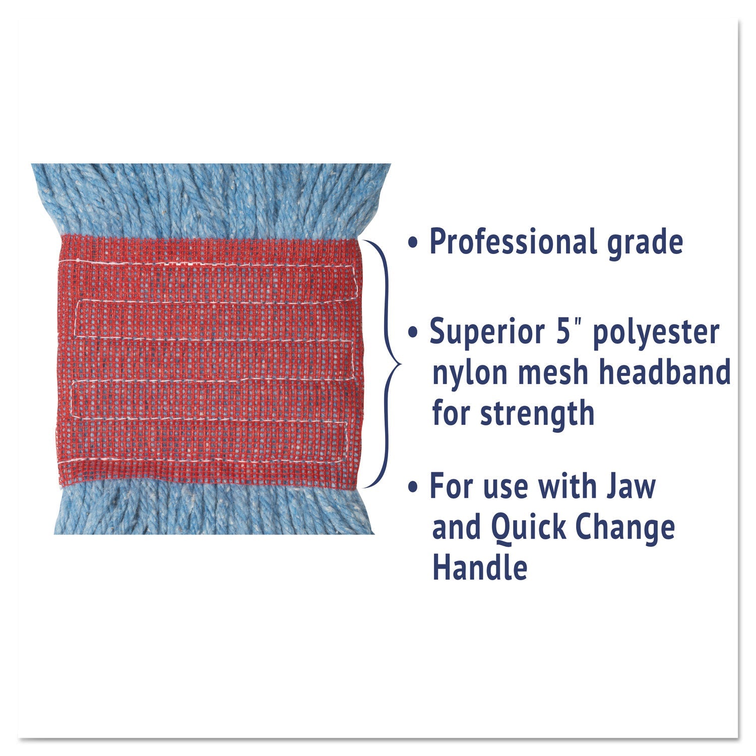 Boardwalk® Super Loop Wet Mop Head, Cotton/synthetic Fiber, 5" Headband, Large Size, Blue, 12/carton