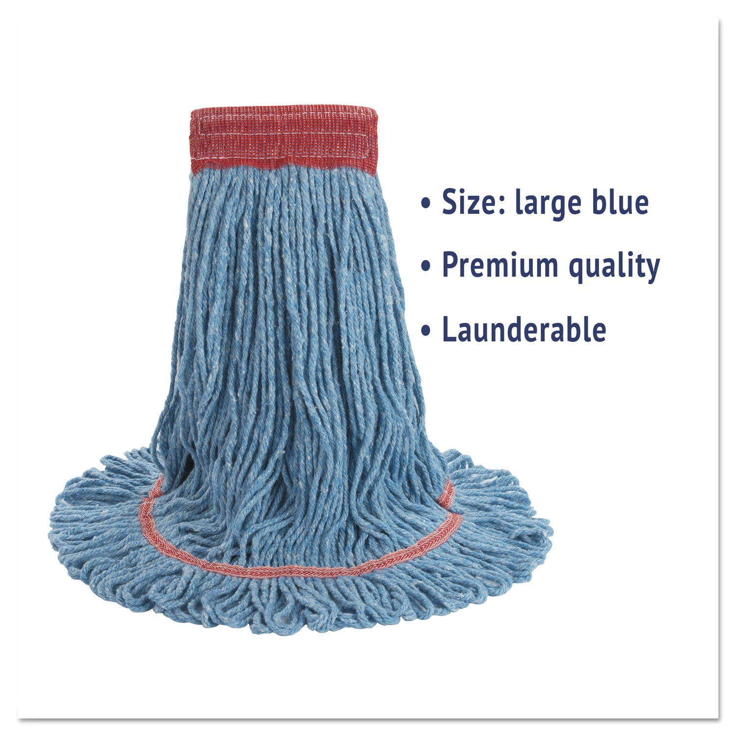 Boardwalk® Super Loop Wet Mop Head, Cotton/synthetic Fiber, 5" Headband, Large Size, Blue, 12/carton