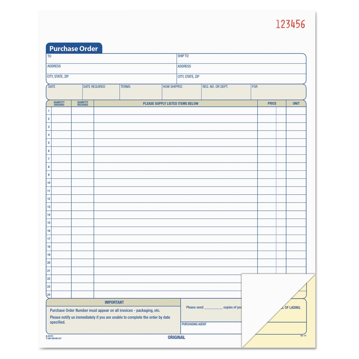 TOPS Purchase Order Book | 2-Part Carbonless