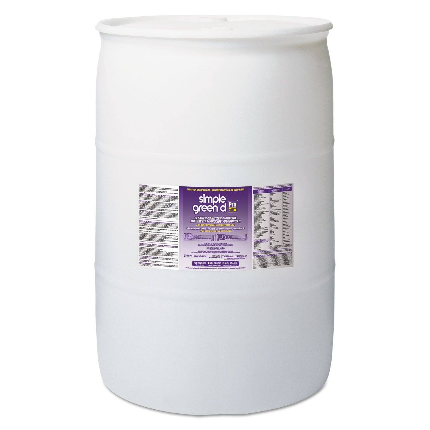 Simple Green® D Pro 5 Disinfectant, Unscented, 55 Gal Drum - Bloom Skins