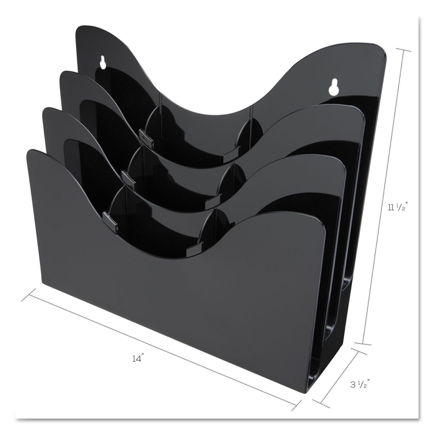 deflecto® 3-Tier Document Organizer W/6 Removable Dividers, 13.38w X 3.5d X 11.5h, Black