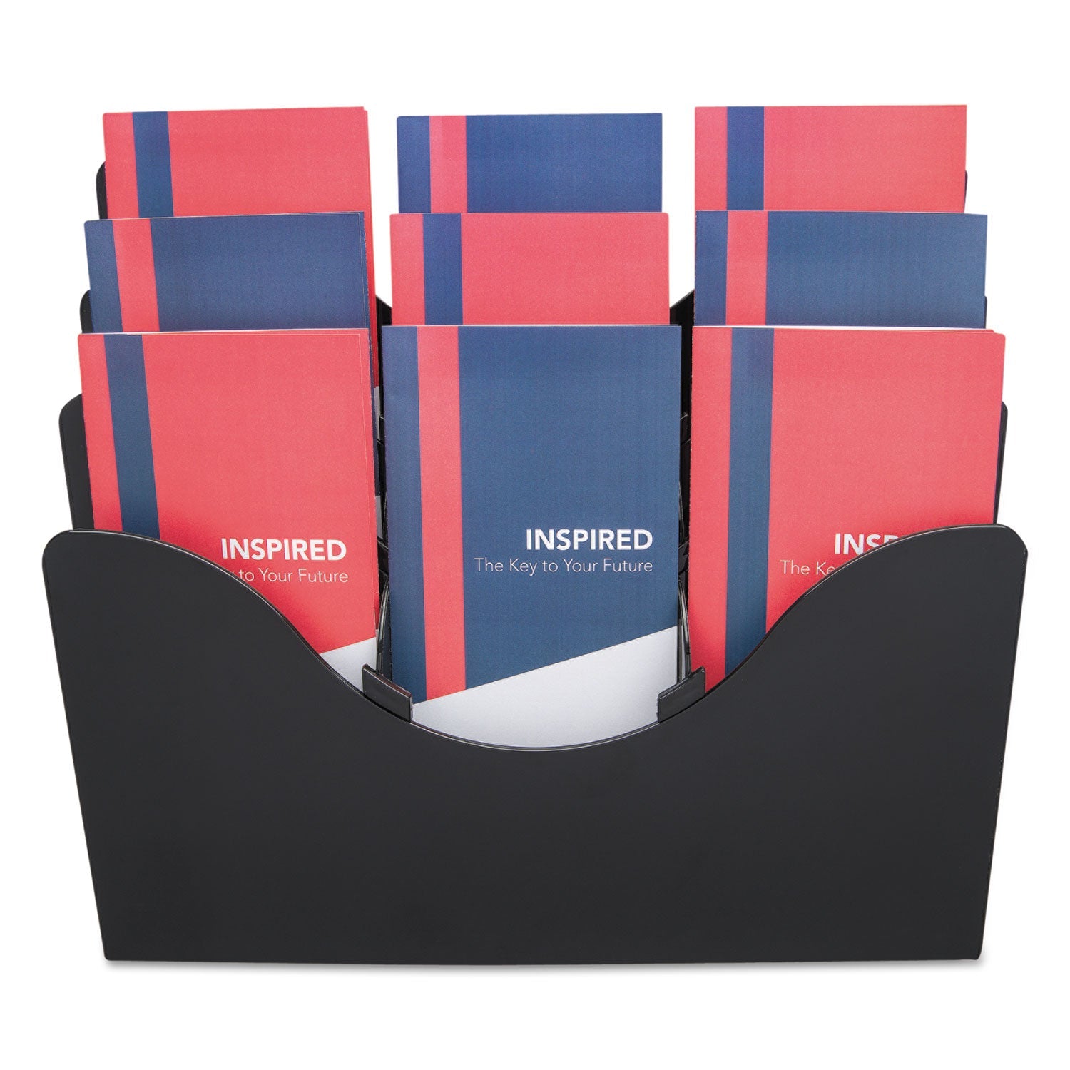 deflecto® 3-Tier Document Organizer W/6 Removable Dividers, 13.38w X 3.5d X 11.5h, Black