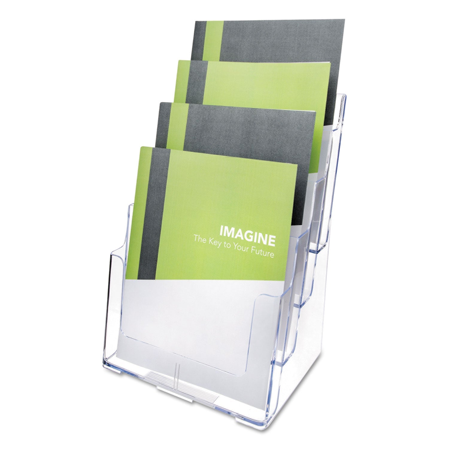 deflecto® 4-Compartment DocuHolder, Magazine Size, 9.38w x 7d x 13.63h, Clear