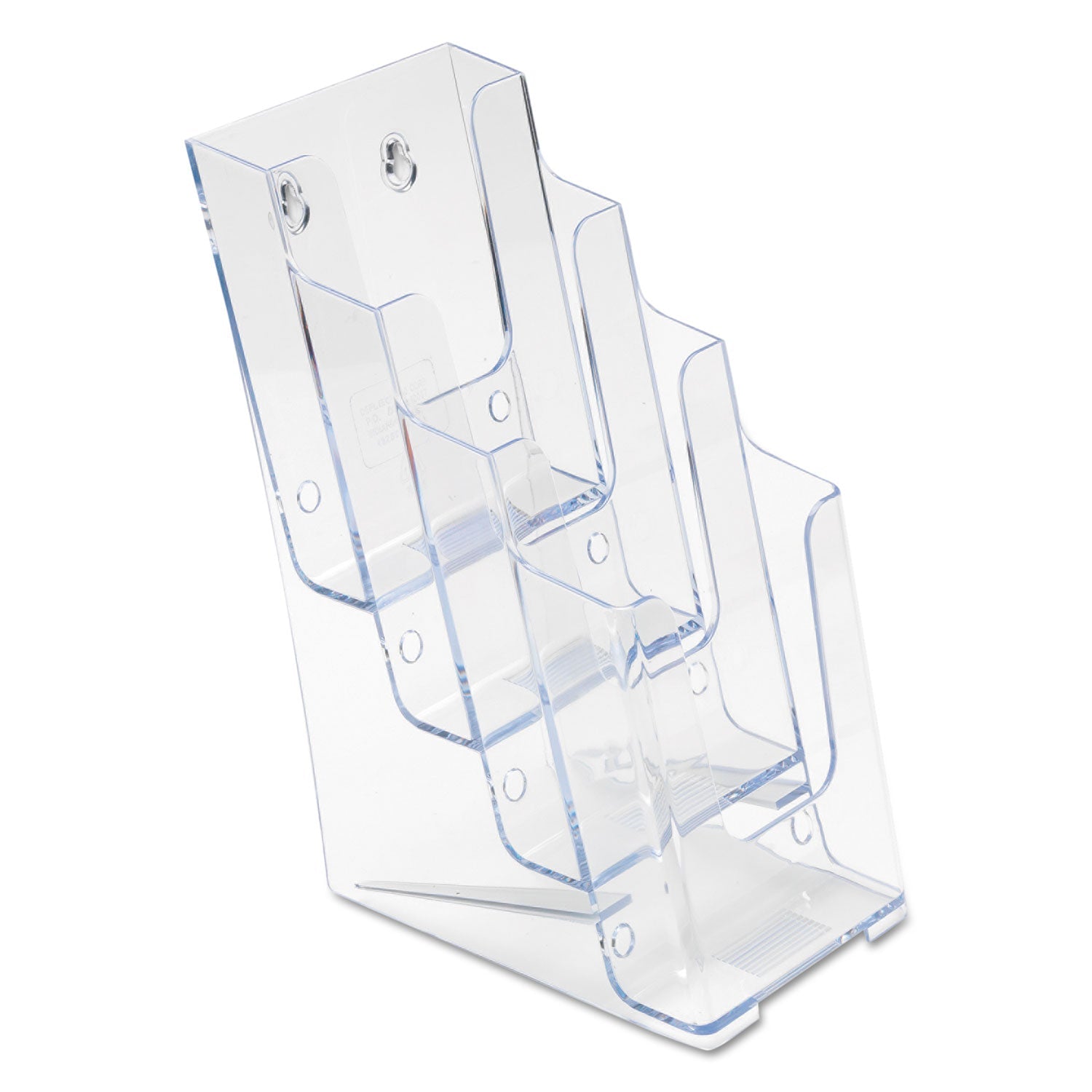 deflecto® 4-Compartment Docuholder, Leaflet Size, 4.88w X 6.13d X 10h, Clear