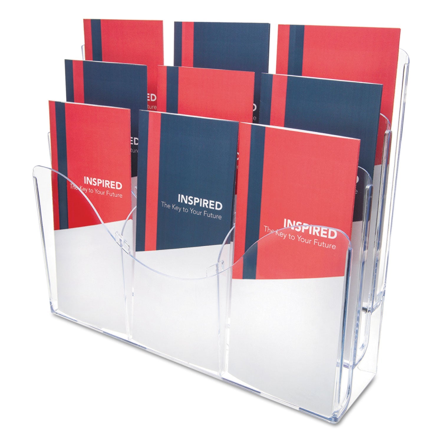 deflecto® 3-Tier Document Organizer W/6 Removable Dividers, 14w X 3.5d X 11.5h, Clear