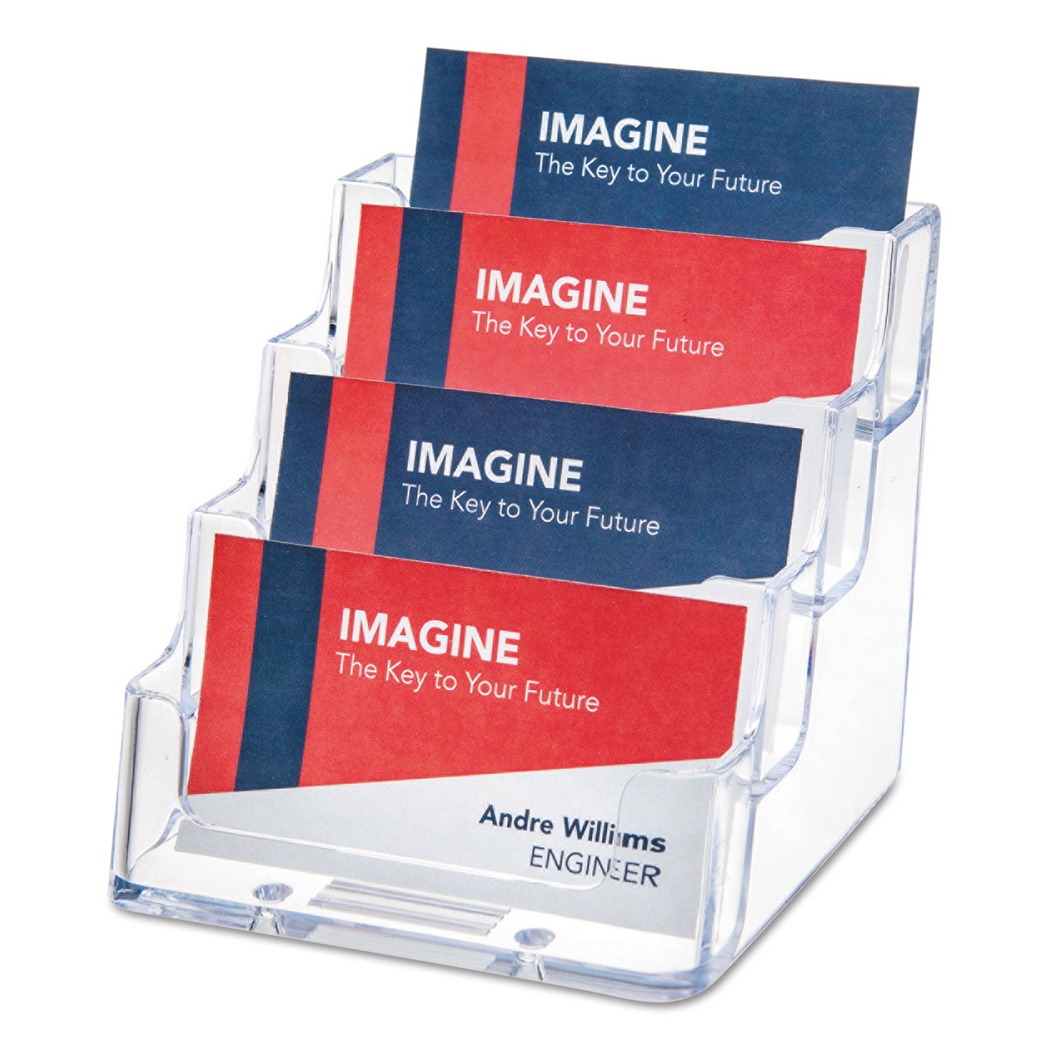 deflecto® 4-Pocket Business Card Holder, Holds 200 Cards, 3.94 X 3.5 X 3.75, Plastic, Clear
