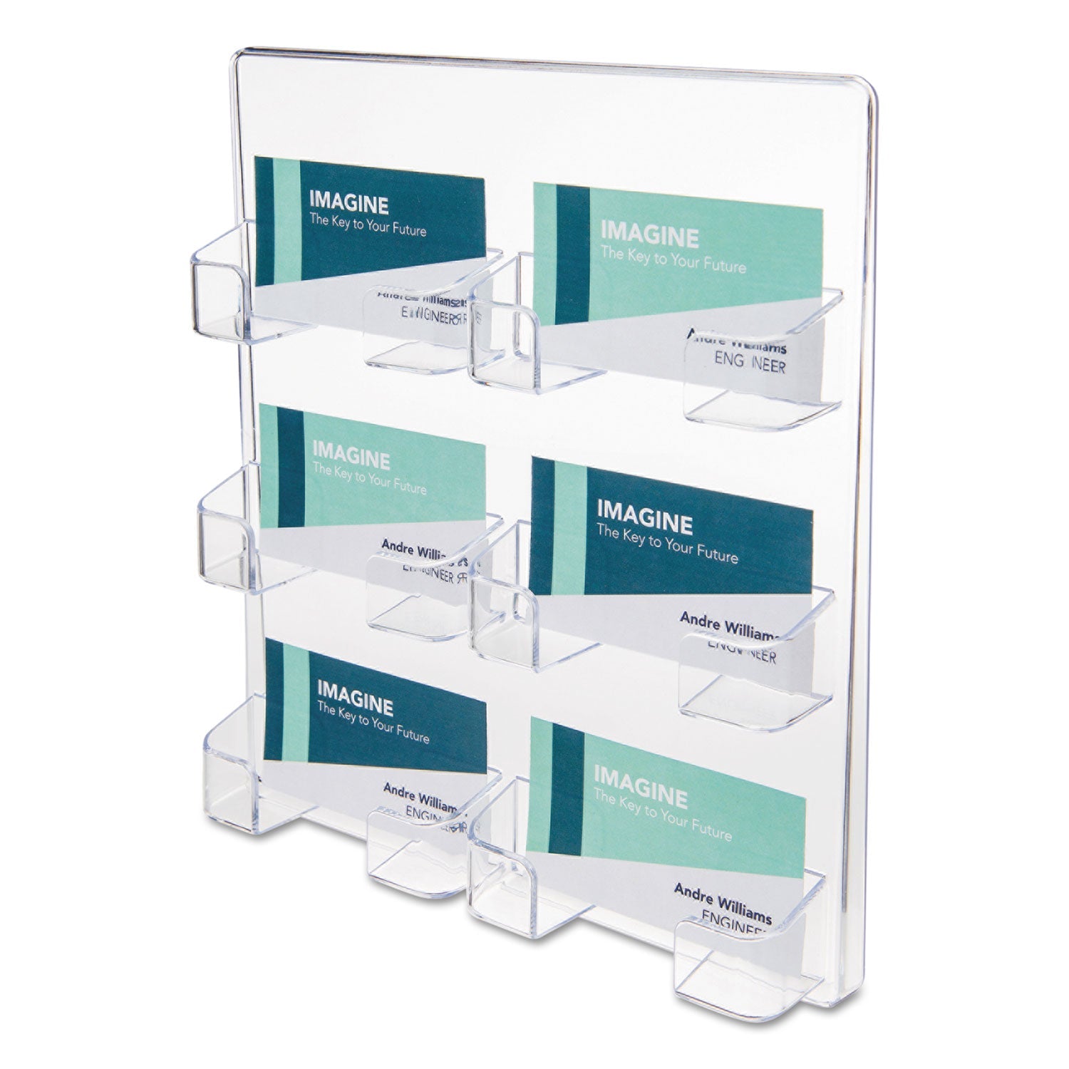deflecto® 6-Pocket Business Card Holder, Holds 480 Cards, 8.5 X 1.63 X 9.75, Plastic, Clear