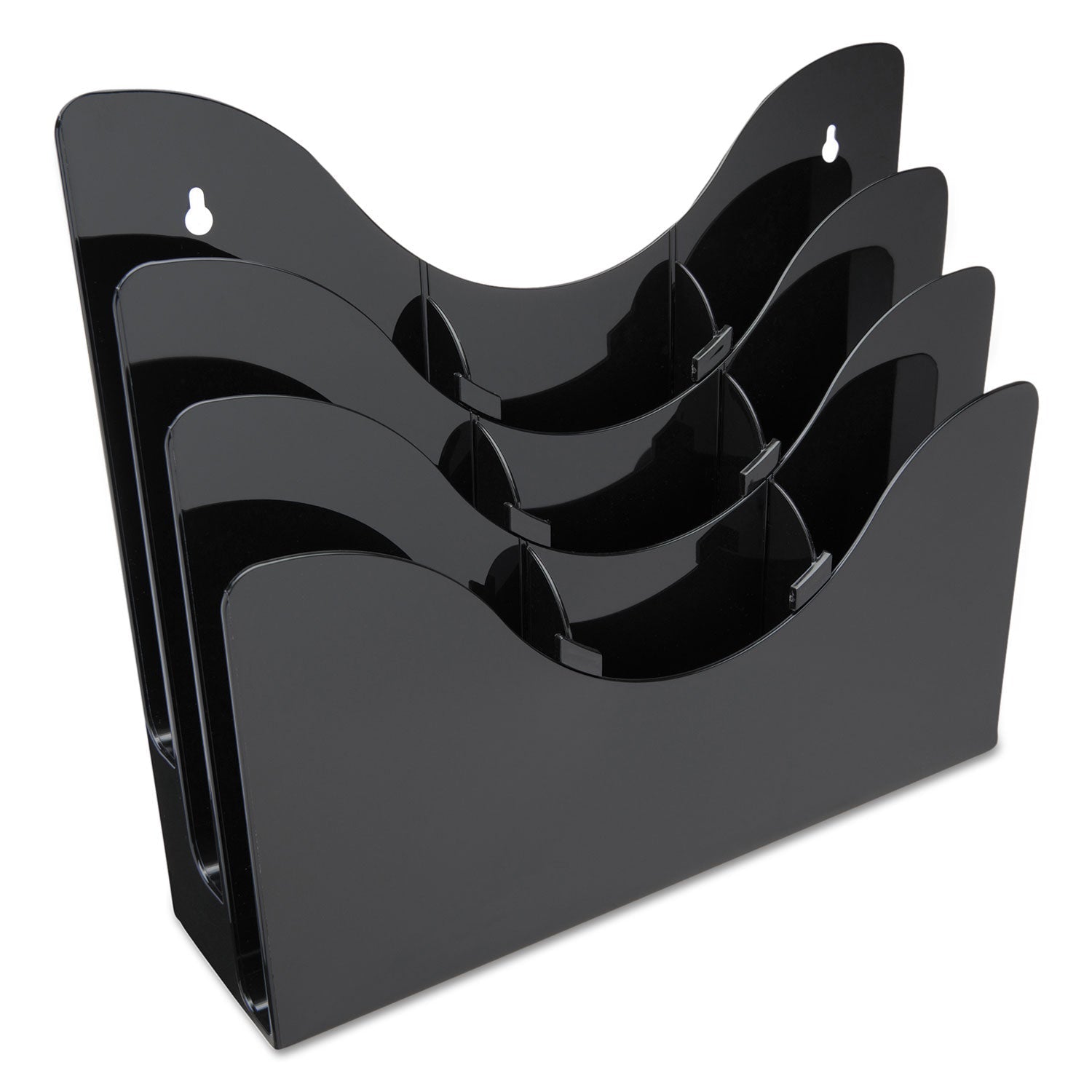 deflecto® 3-Tier Document Organizer W/6 Removable Dividers, 13.38w X 3.5d X 11.5h, Black