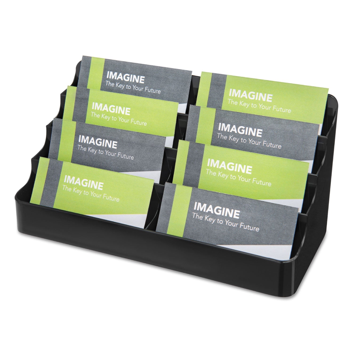 deflecto® 8-Tier Recycled Business Card Holder, Holds 400 Cards, 7.88 X 3.88 X 3.38, Plastic, Black