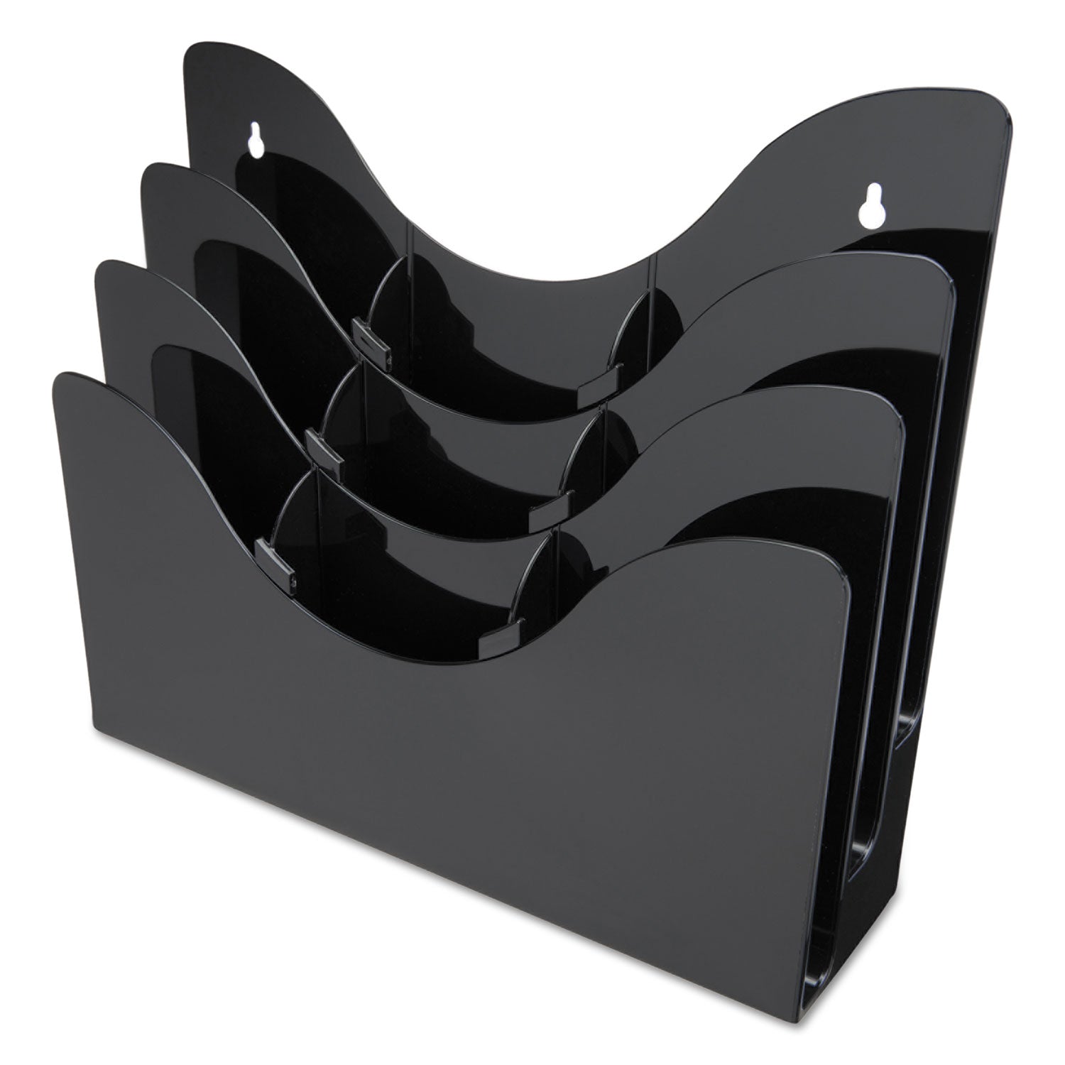 deflecto® 3-Tier Document Organizer W/6 Removable Dividers, 13.38w X 3.5d X 11.5h, Black